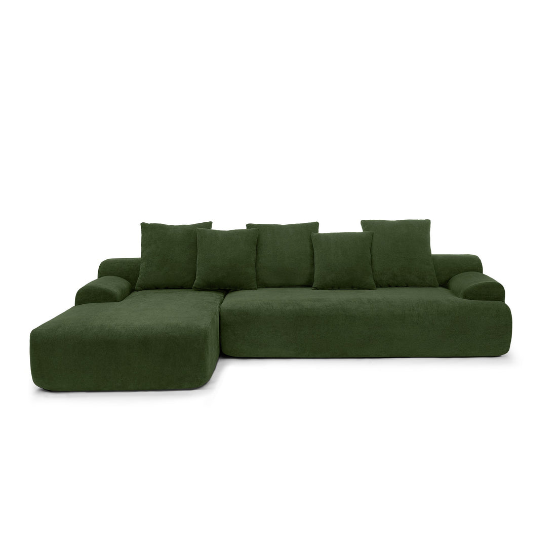 110"x67" Modern L-Shaped Velvet Sectional Sofa – Green