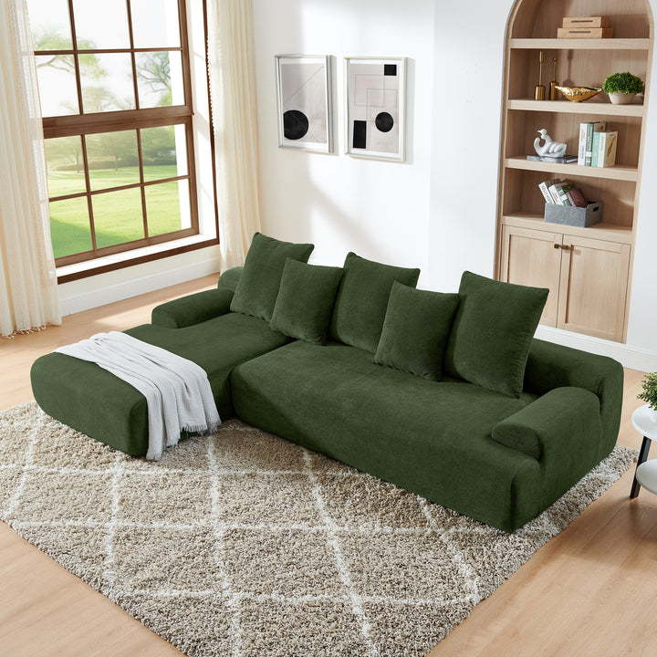 110"x67" Modern L-Shaped Velvet Sectional Sofa – Green