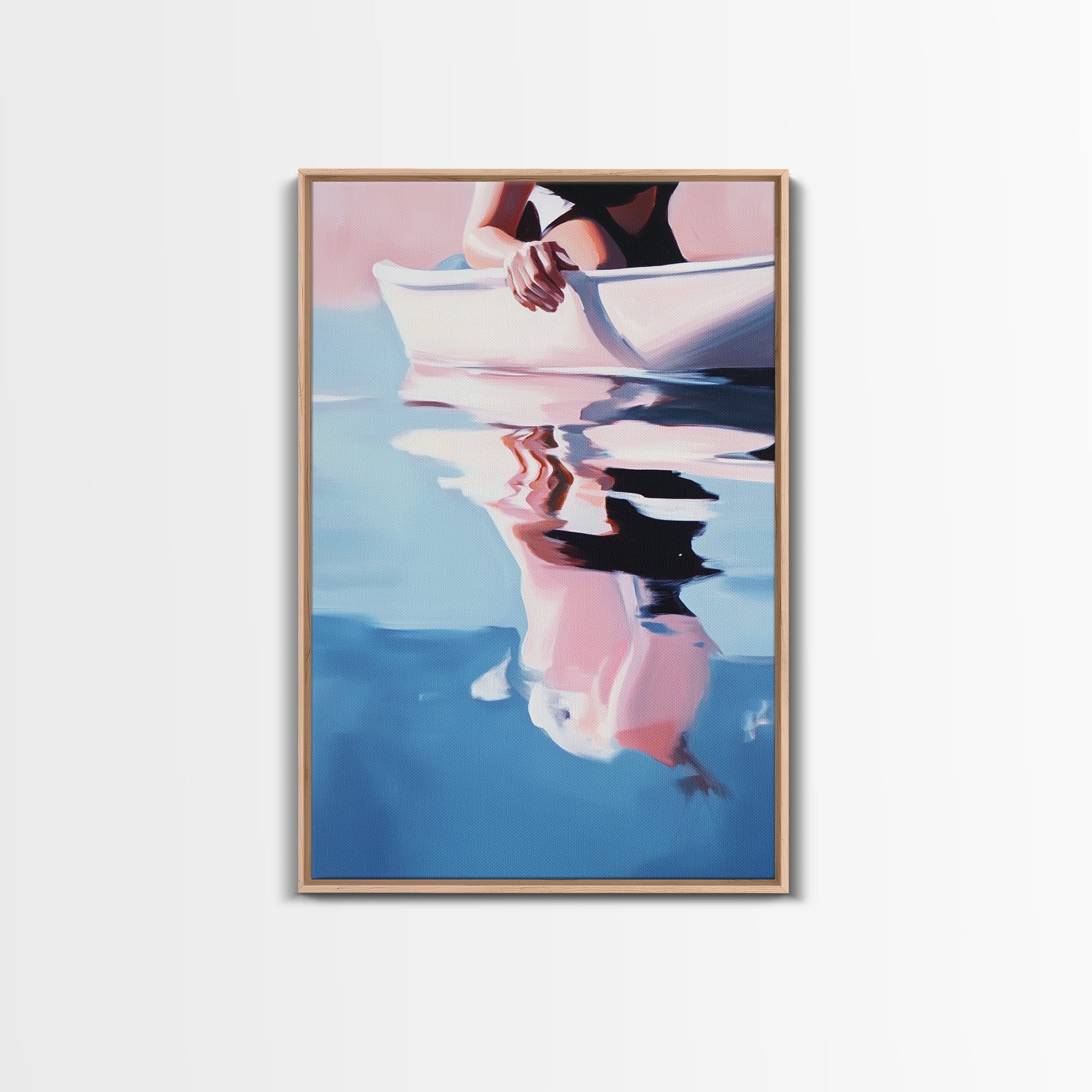 Woman on Water – Summer Reflections Framed Canvas Print