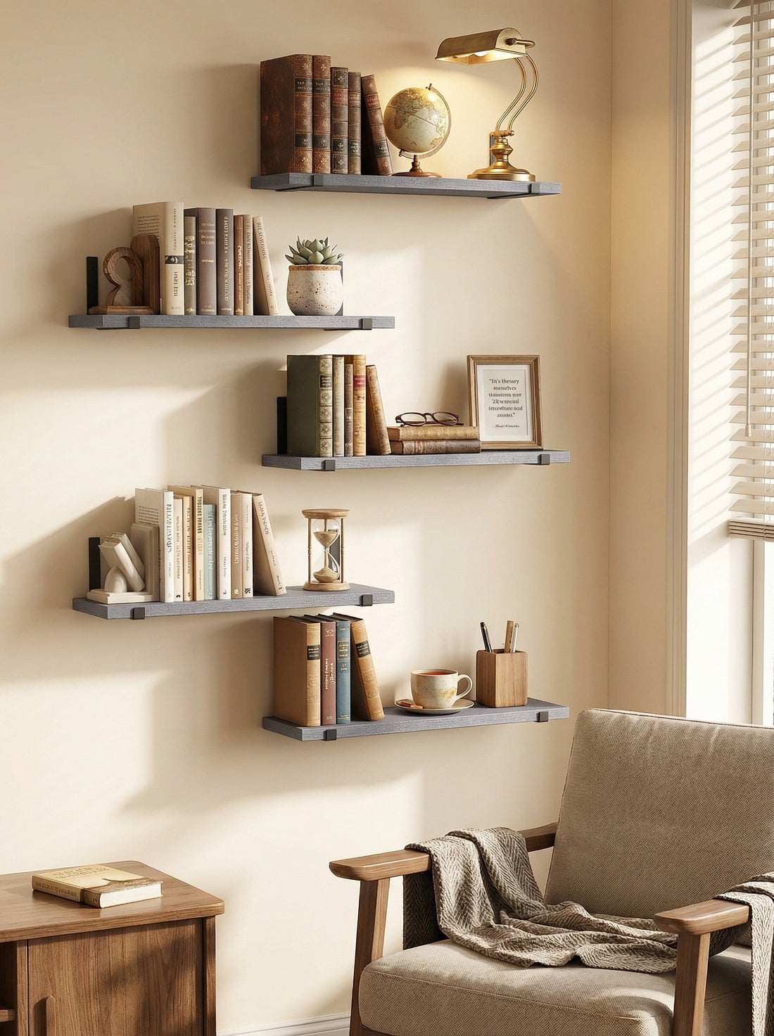 Wood Wall Shelves 15.8” with Metal Brackets