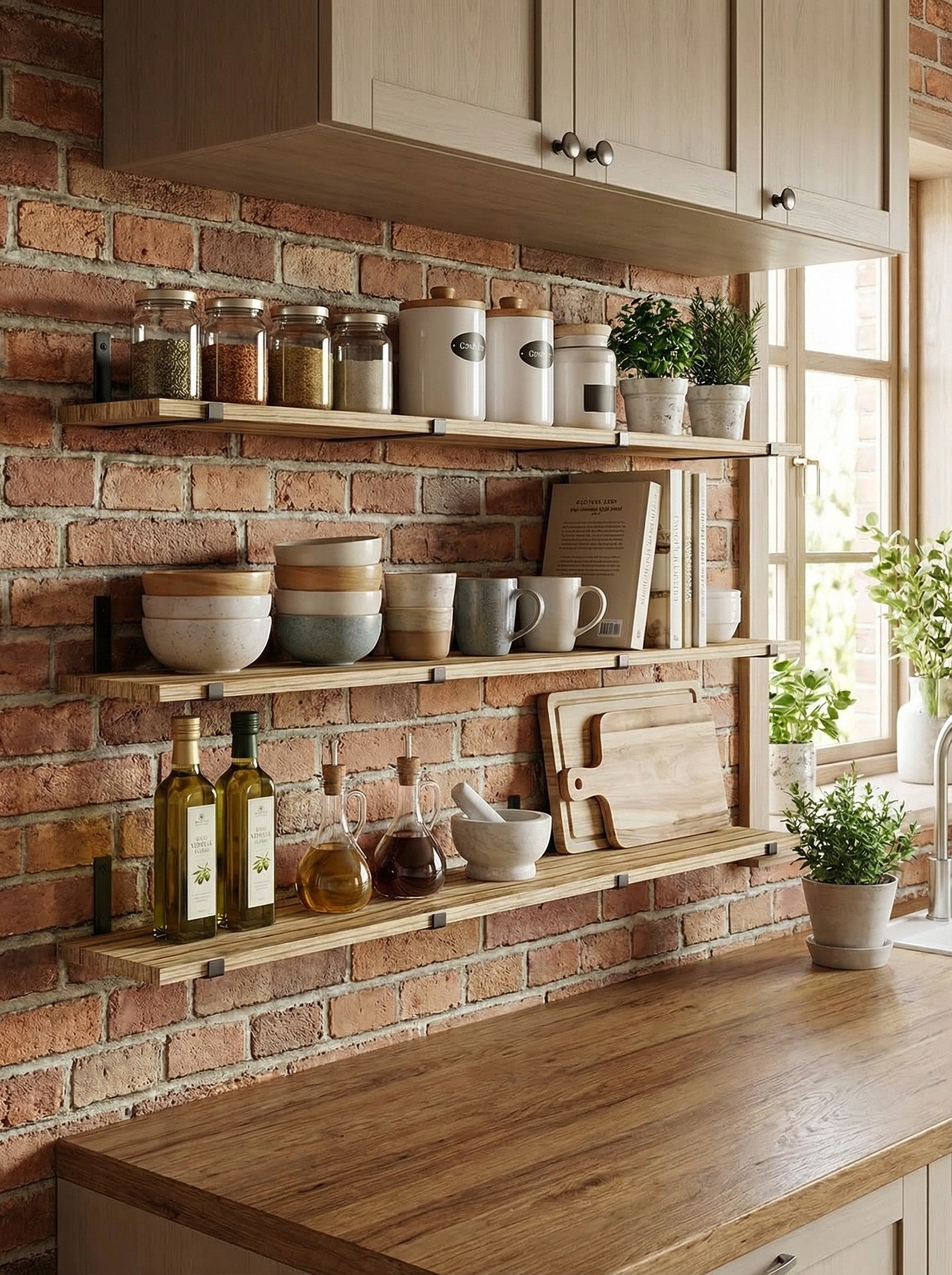 Wood Wall Shelves 15.8” with Metal Brackets