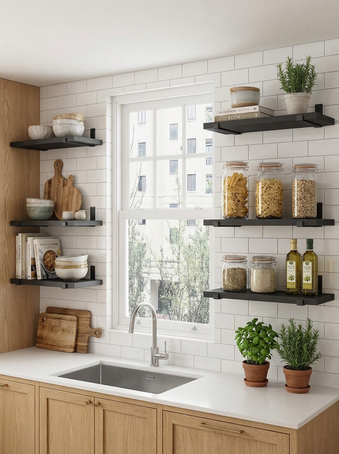Wood Wall Shelves 15.8” with Metal Brackets