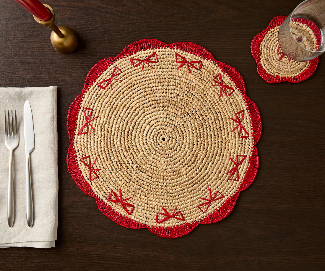 Hand-Crocheted Raffia Bow Placemats – Handmade Table Decor