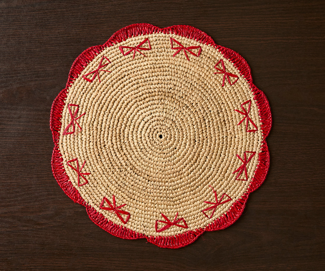 Hand-Crocheted Raffia Bow Placemats – Handmade Table Decor