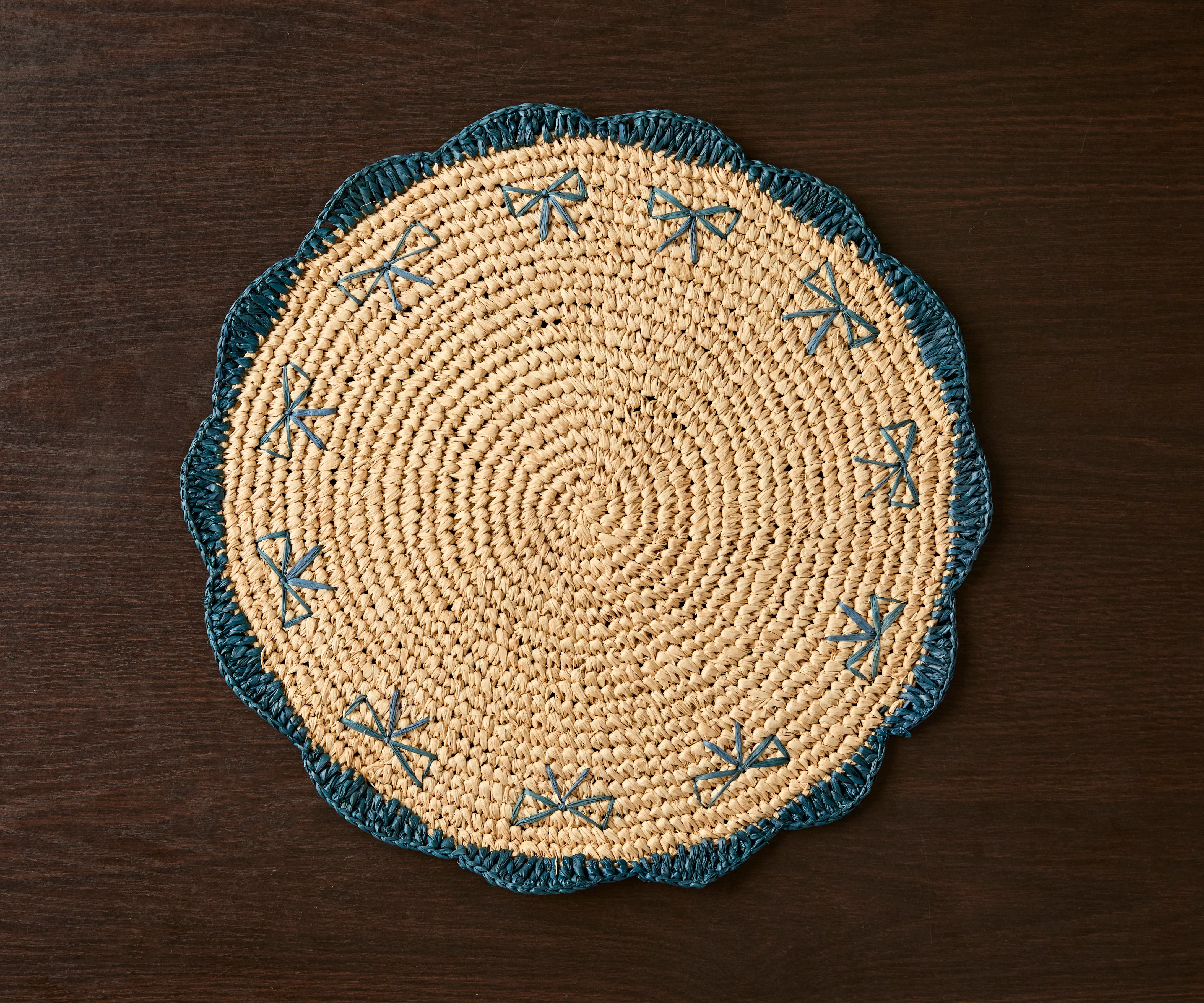 Hand-Crocheted Raffia Bow Placemats – Handmade Table Decor