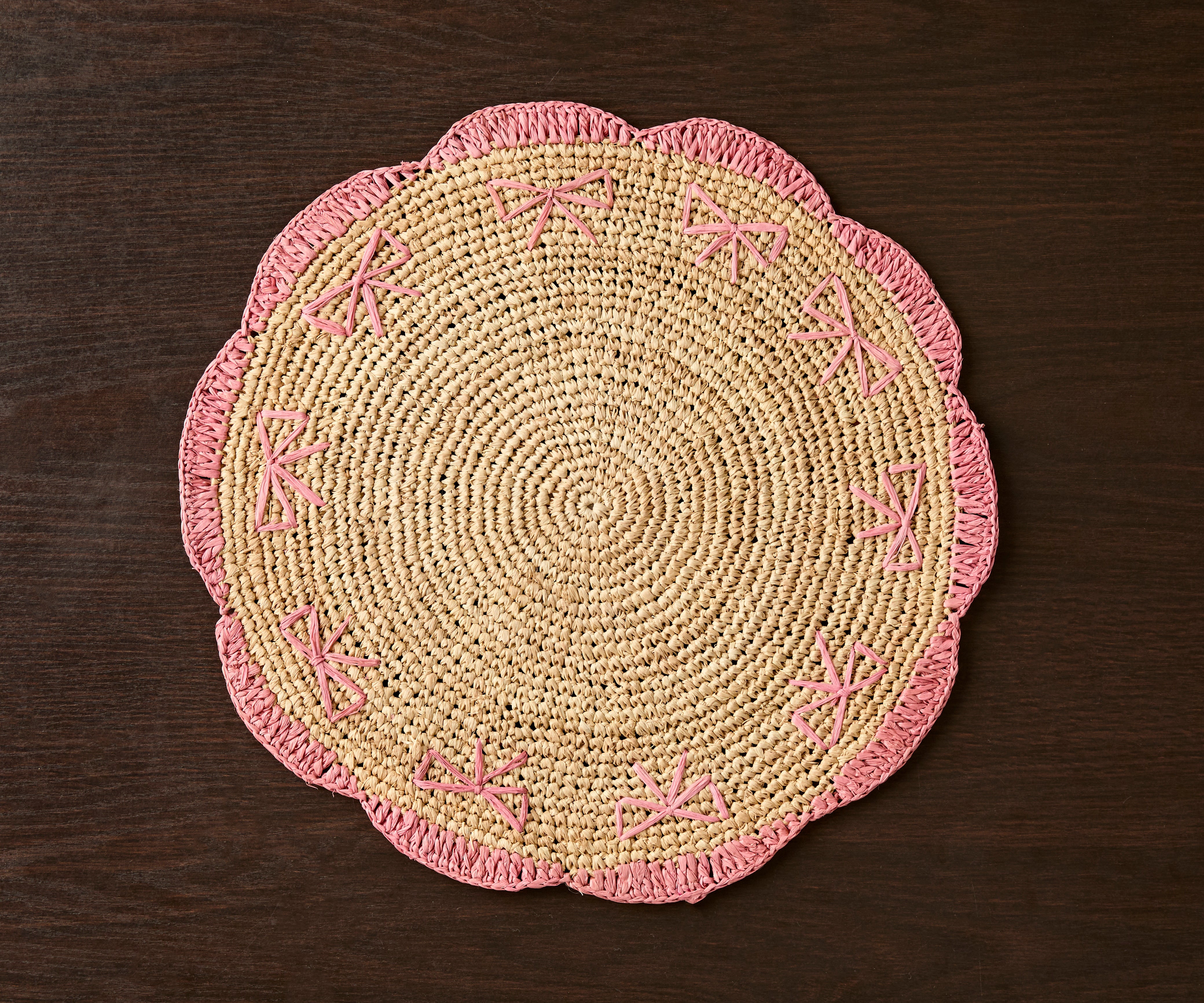 Hand-Crocheted Raffia Bow Placemats – Handmade Table Decor
