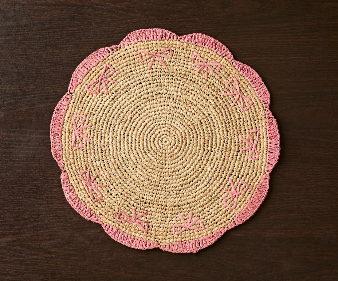 Hand-Crocheted Raffia Bow Placemats – Handmade Table Decor