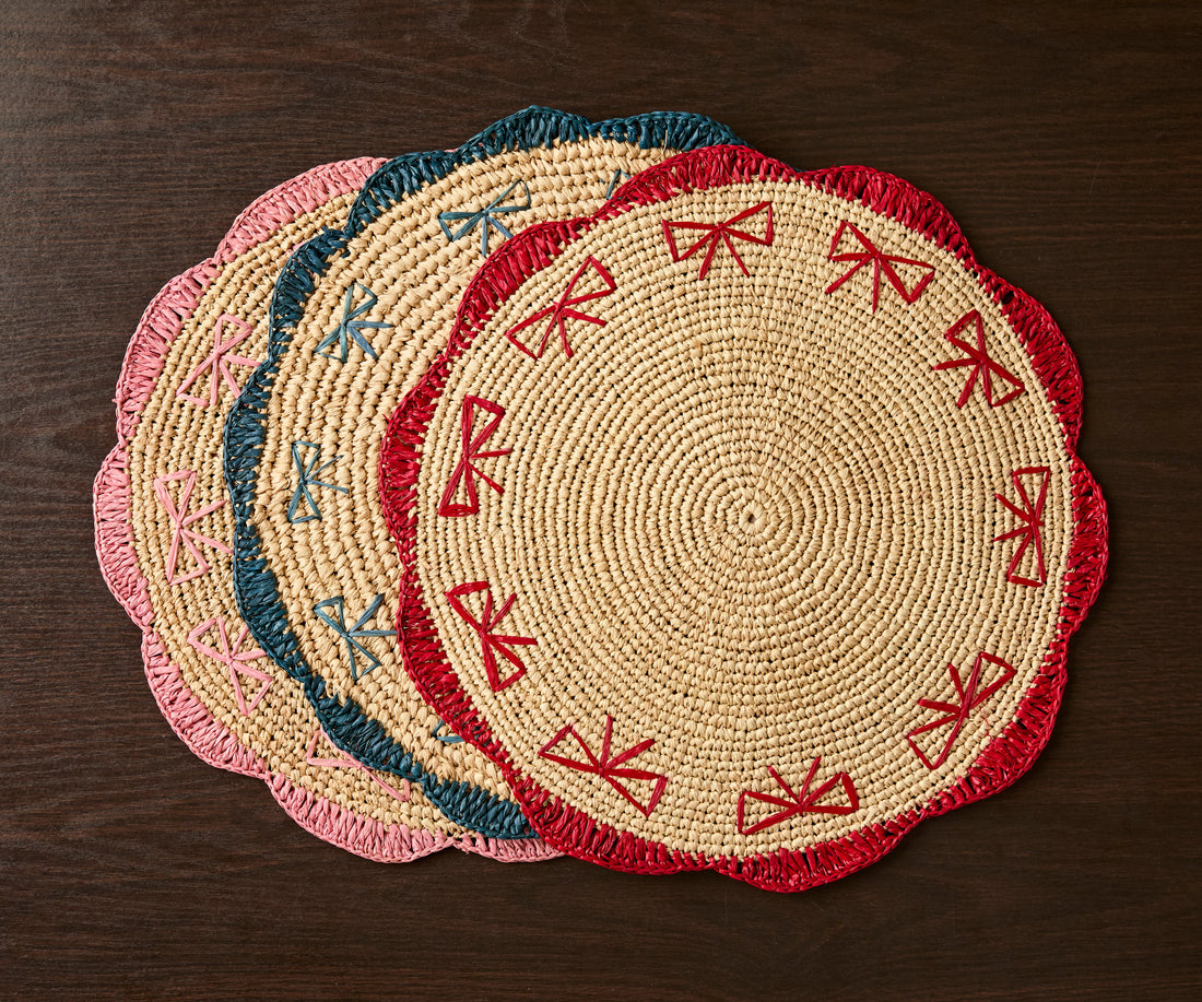 Hand-Crocheted Raffia Bow Placemats – Handmade Table Decor