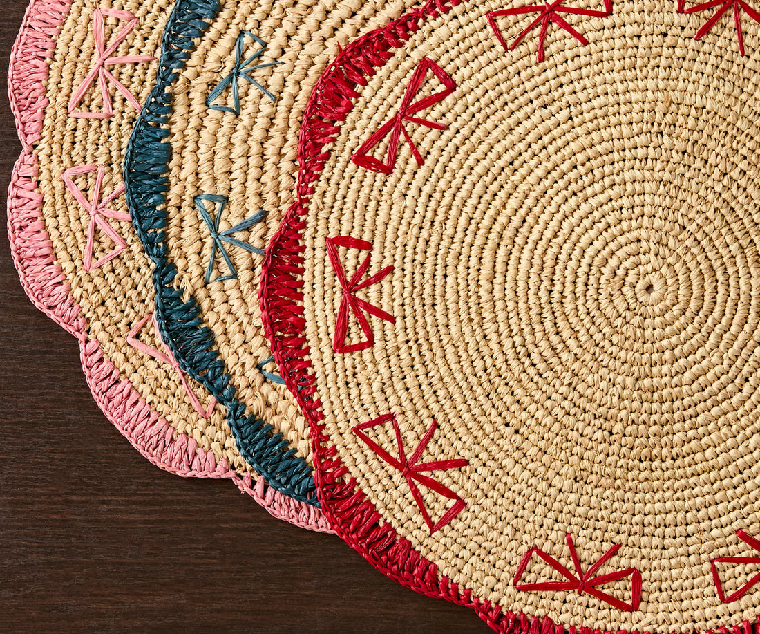 Hand-Crocheted Raffia Bow Placemats – Handmade Table Decor