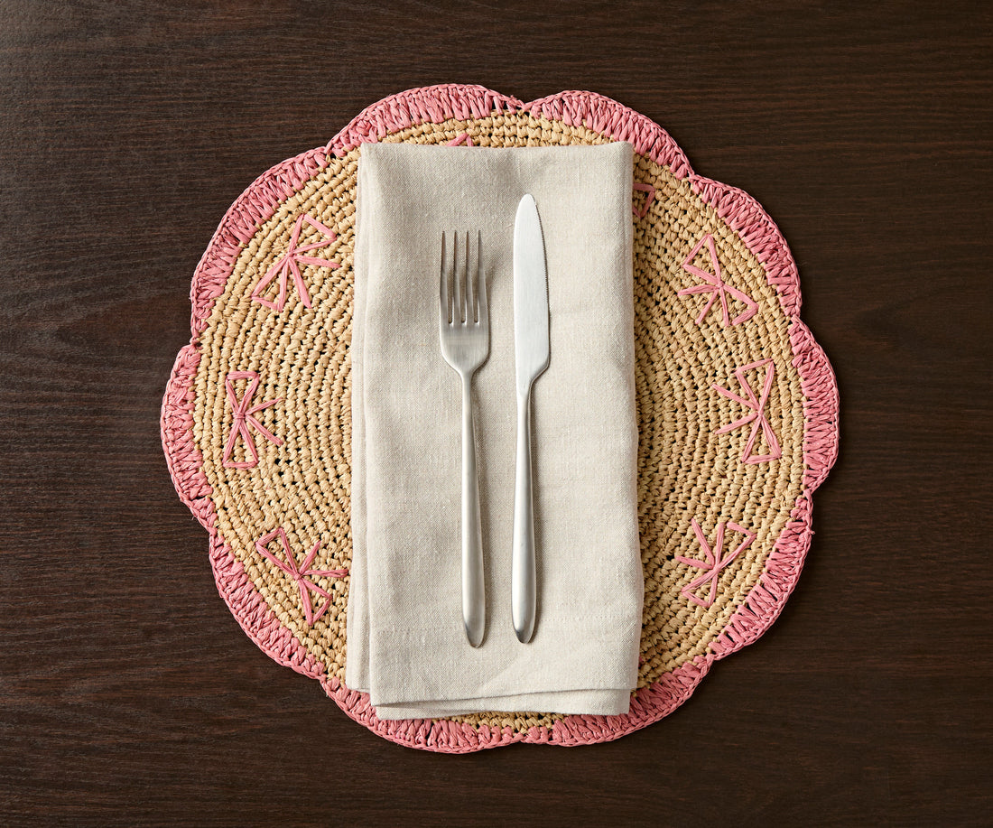 Hand-Crocheted Raffia Bow Placemats – Handmade Table Decor