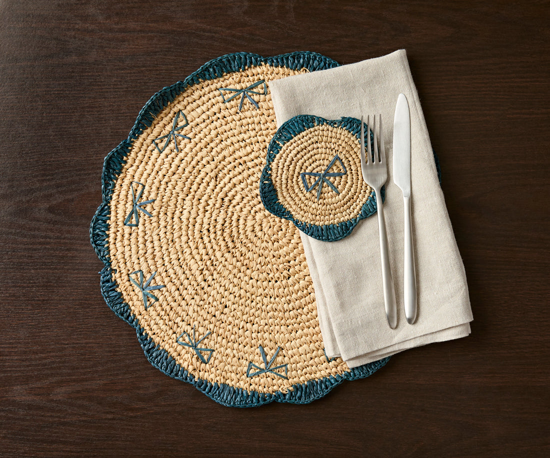 Hand-Crocheted Raffia Bow Placemats – Handmade Table Decor