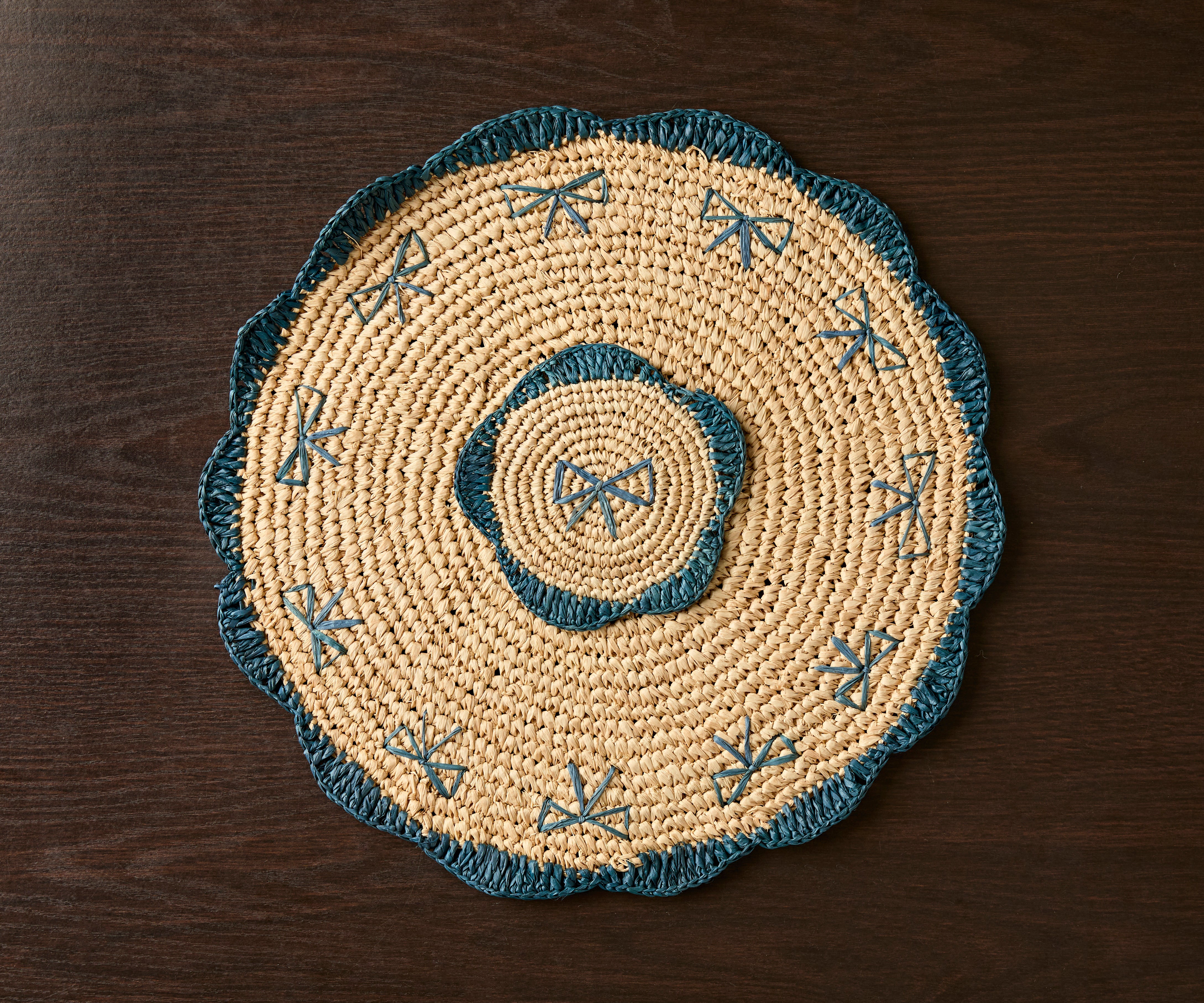 Hand-Crocheted Raffia Bow Placemats – Handmade Table Decor