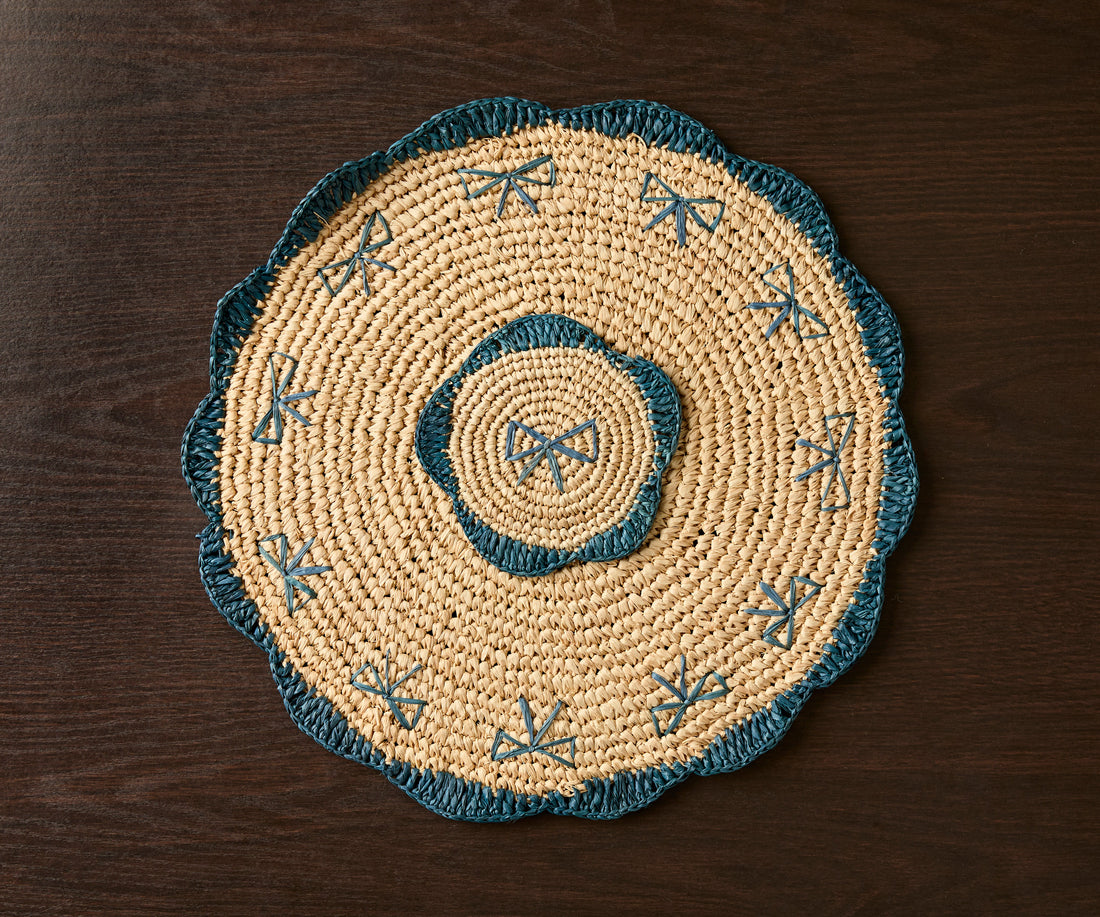Hand-Crocheted Raffia Bow Placemats – Handmade Table Decor
