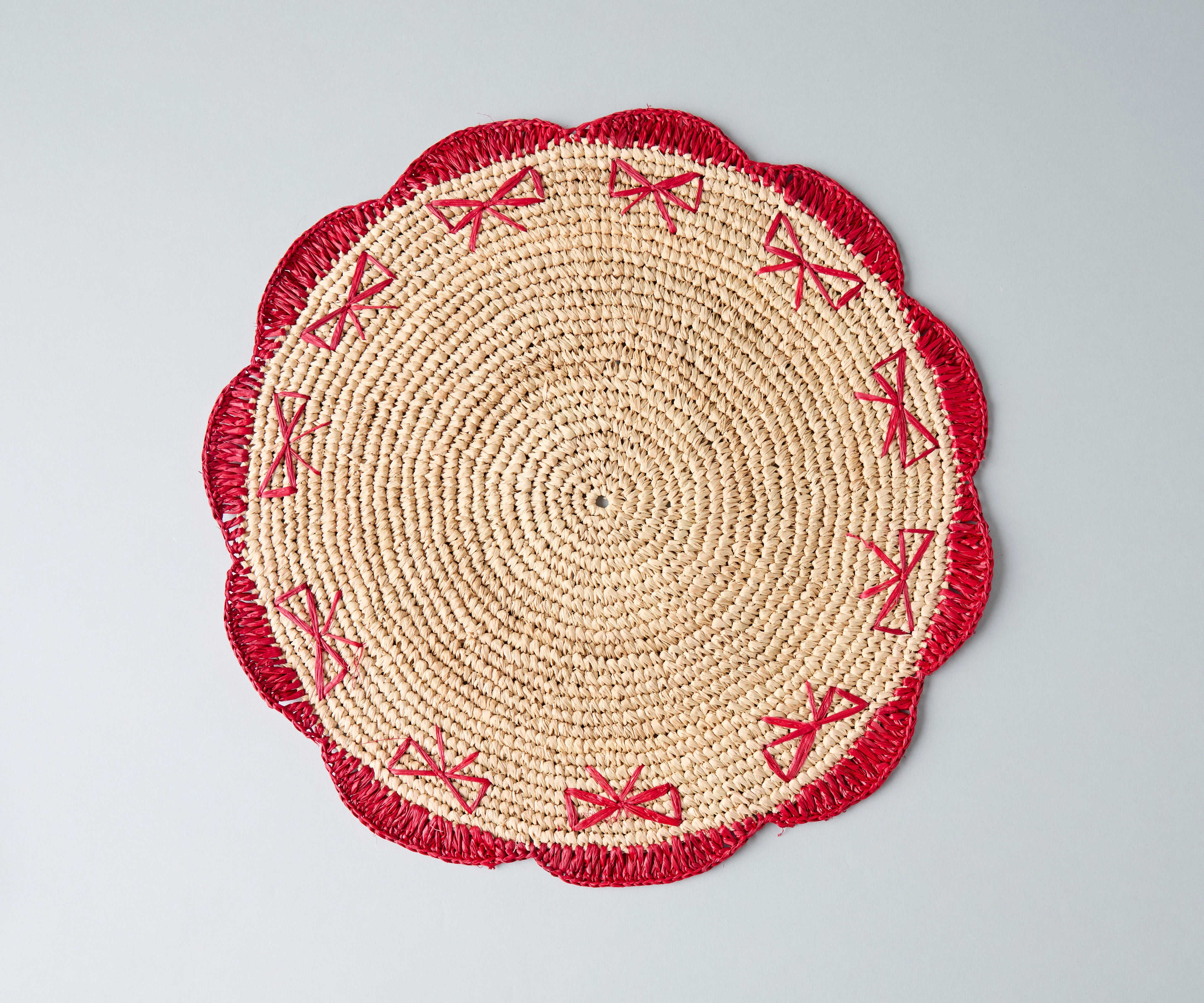 Hand-Crocheted Raffia Bow Placemats – Handmade Table Decor