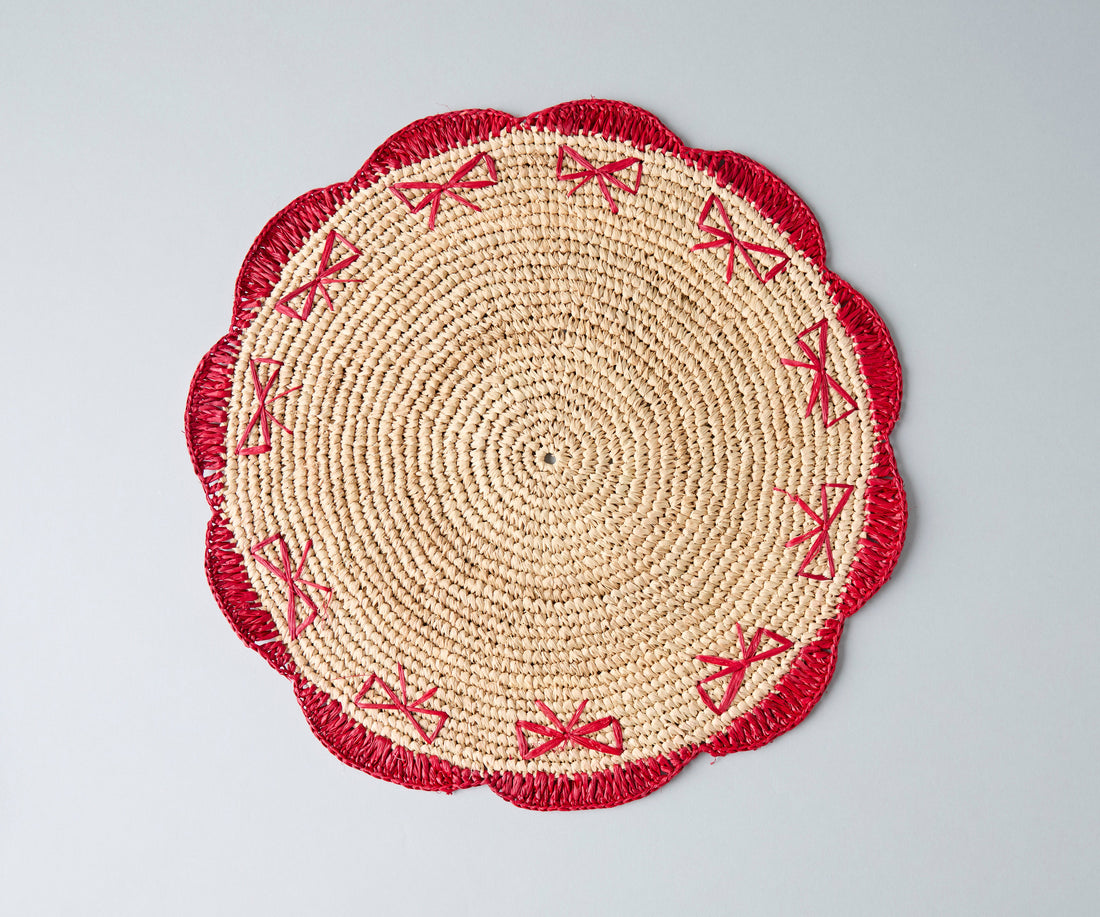 Hand-Crocheted Raffia Bow Placemats – Handmade Table Decor