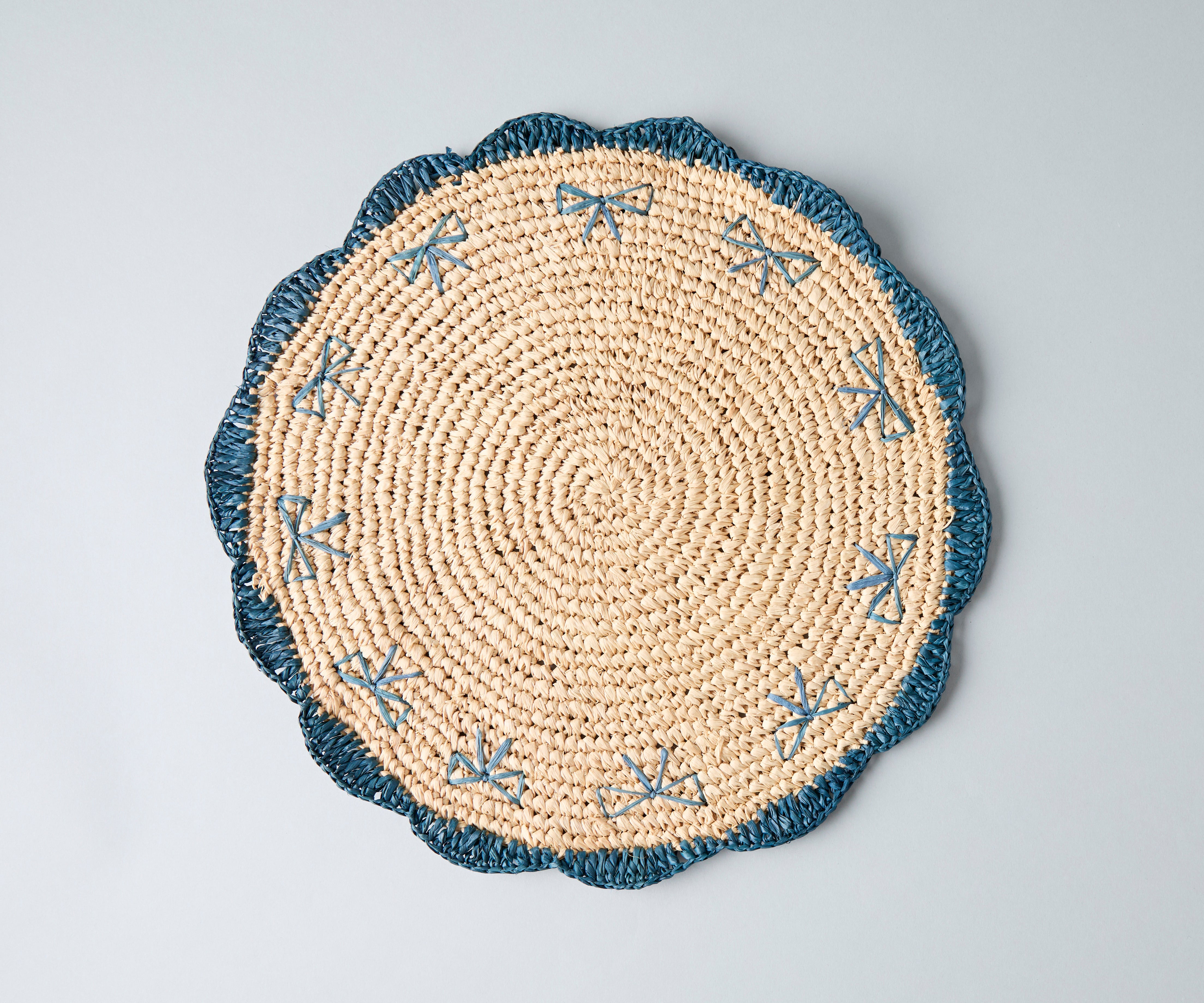 Hand-Crocheted Raffia Bow Placemats – Handmade Table Decor