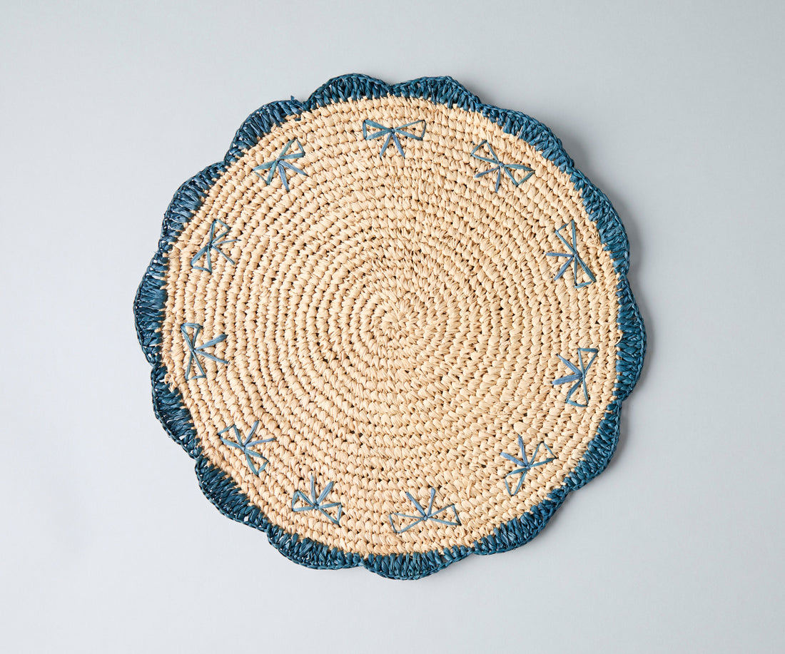 Hand-Crocheted Raffia Bow Placemats – Handmade Table Decor