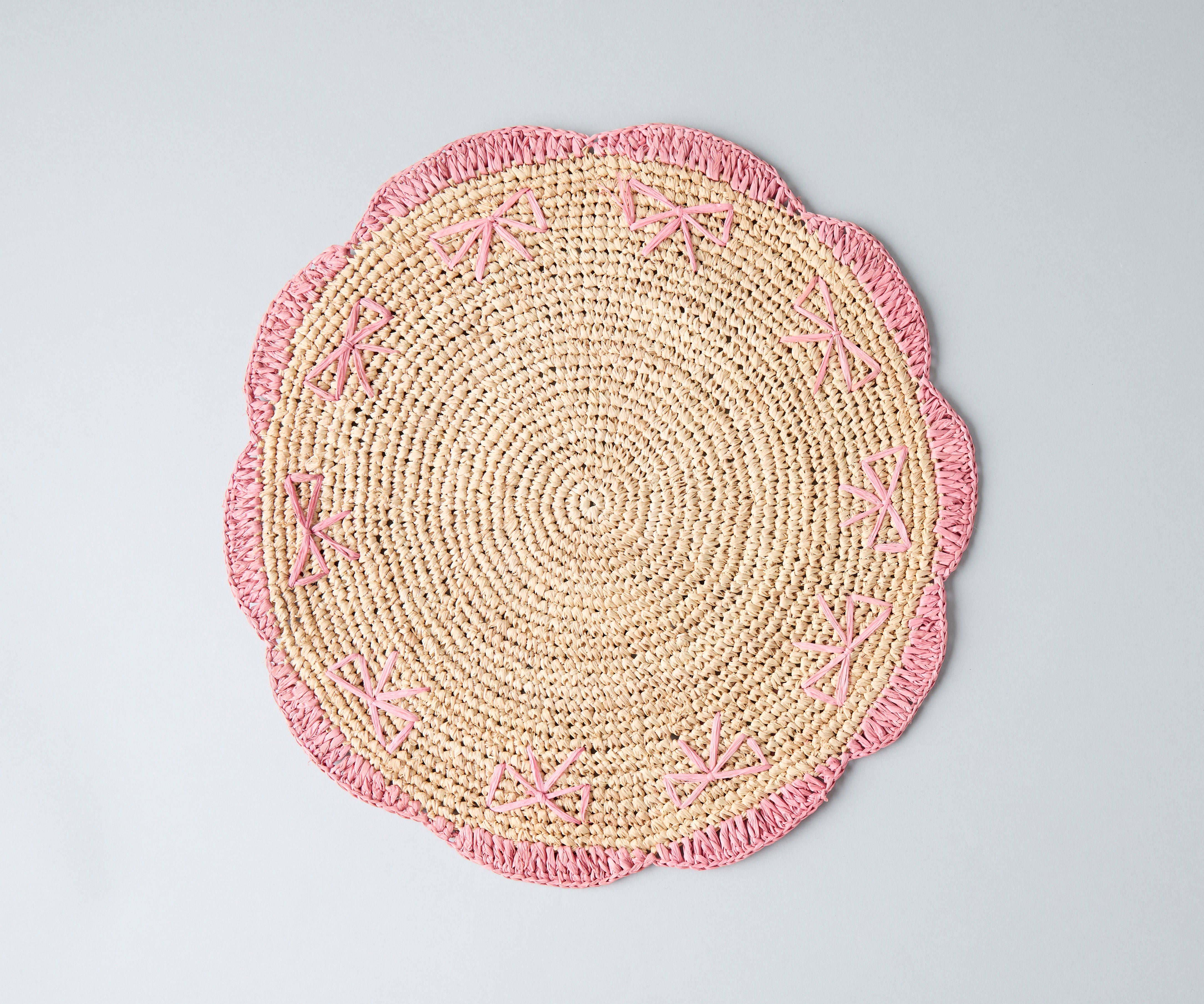 Hand-Crocheted Raffia Bow Placemats – Handmade Table Decor
