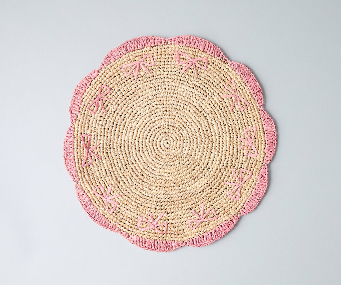 Hand-Crocheted Raffia Bow Placemats – Handmade Table Decor