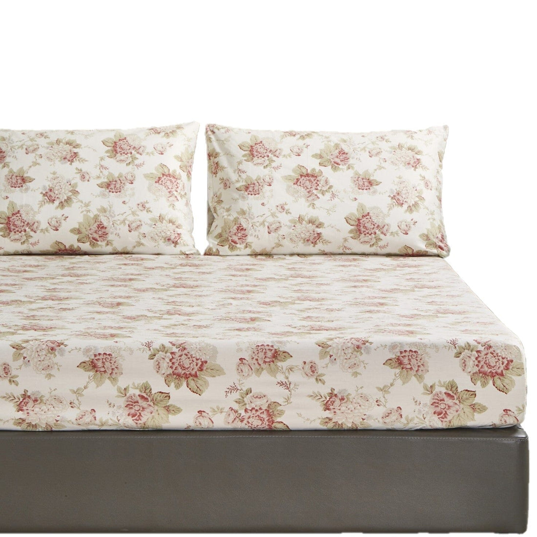 Hint of Mint Cottage Floral Cotton Fitted Sheet Set (3036)