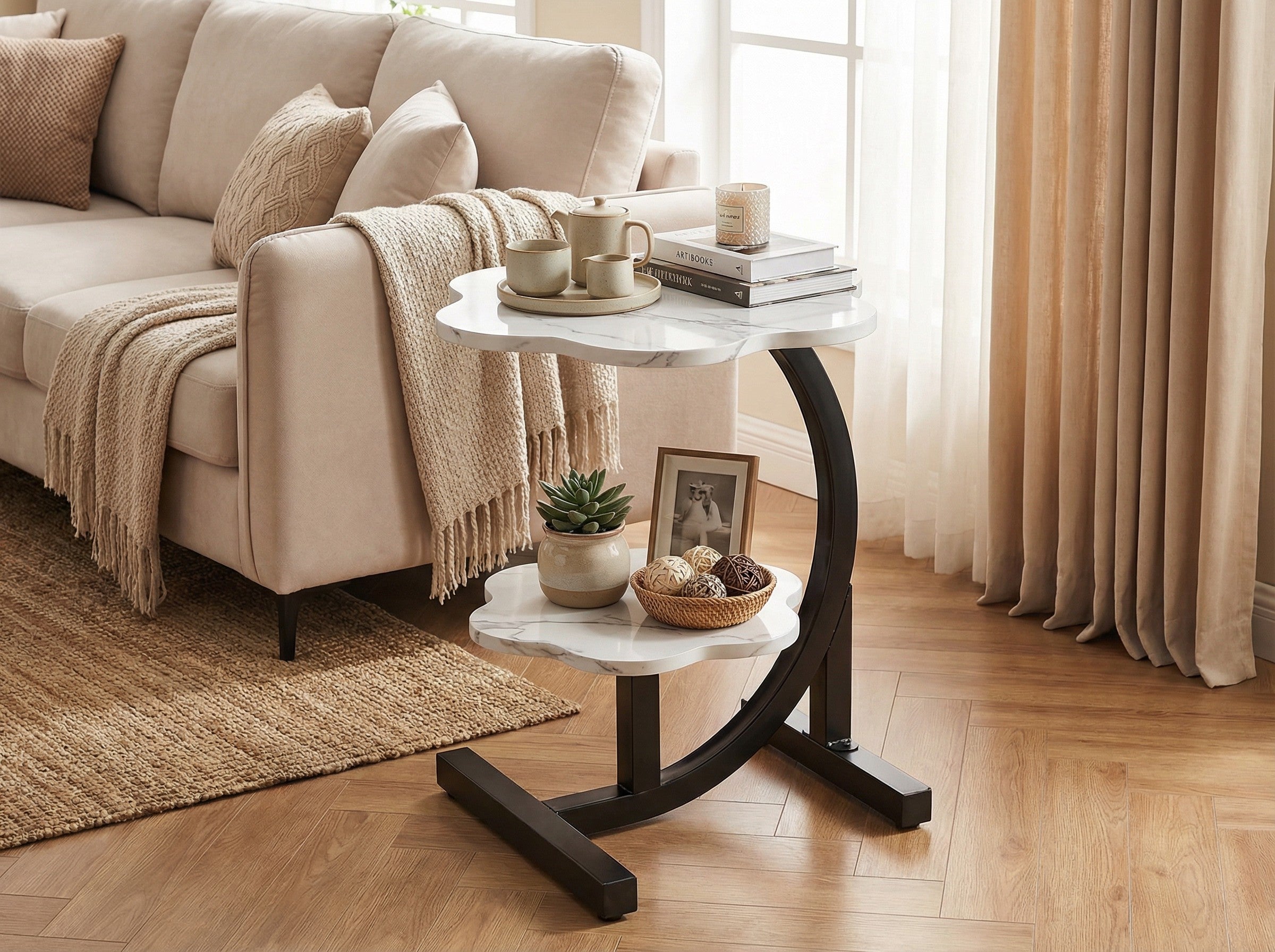 Modern Side Table – Round, C-Shape & Petal Designs