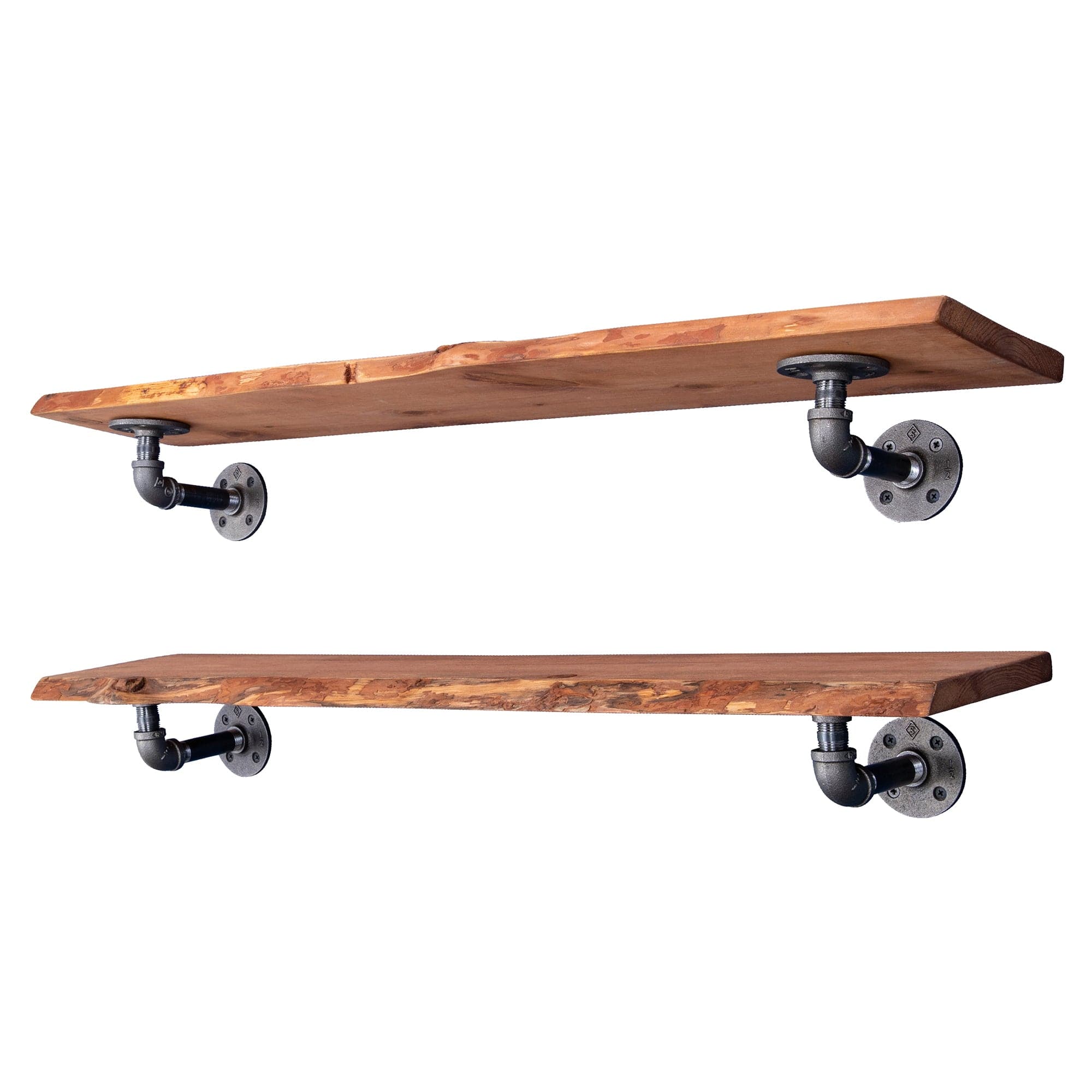 36” Sunset Cedar Live Edge Wood Shelf – L-Brackets (2-Pack)
