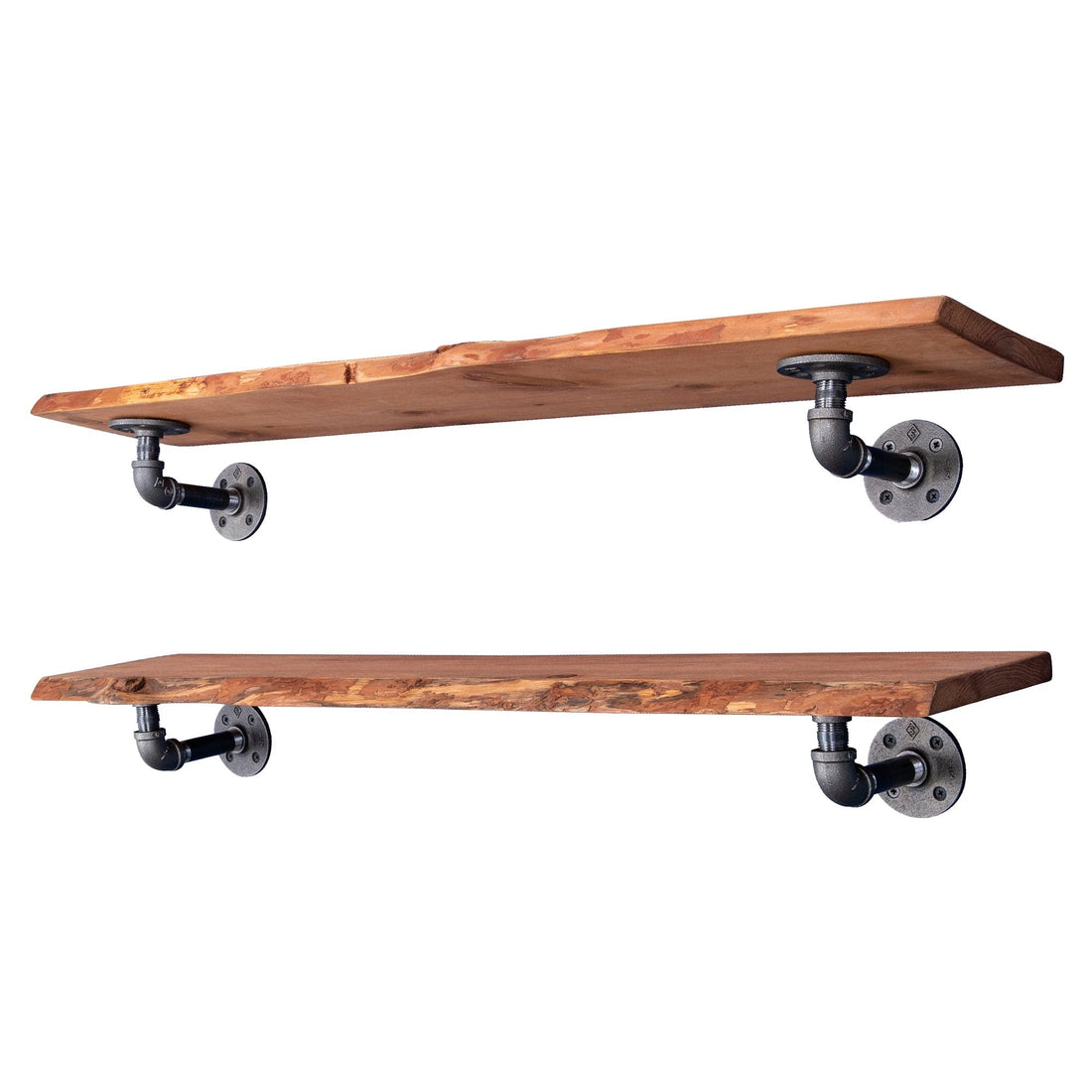 36” Sunset Cedar Live Edge Wood Shelf – L-Brackets (2-Pack)