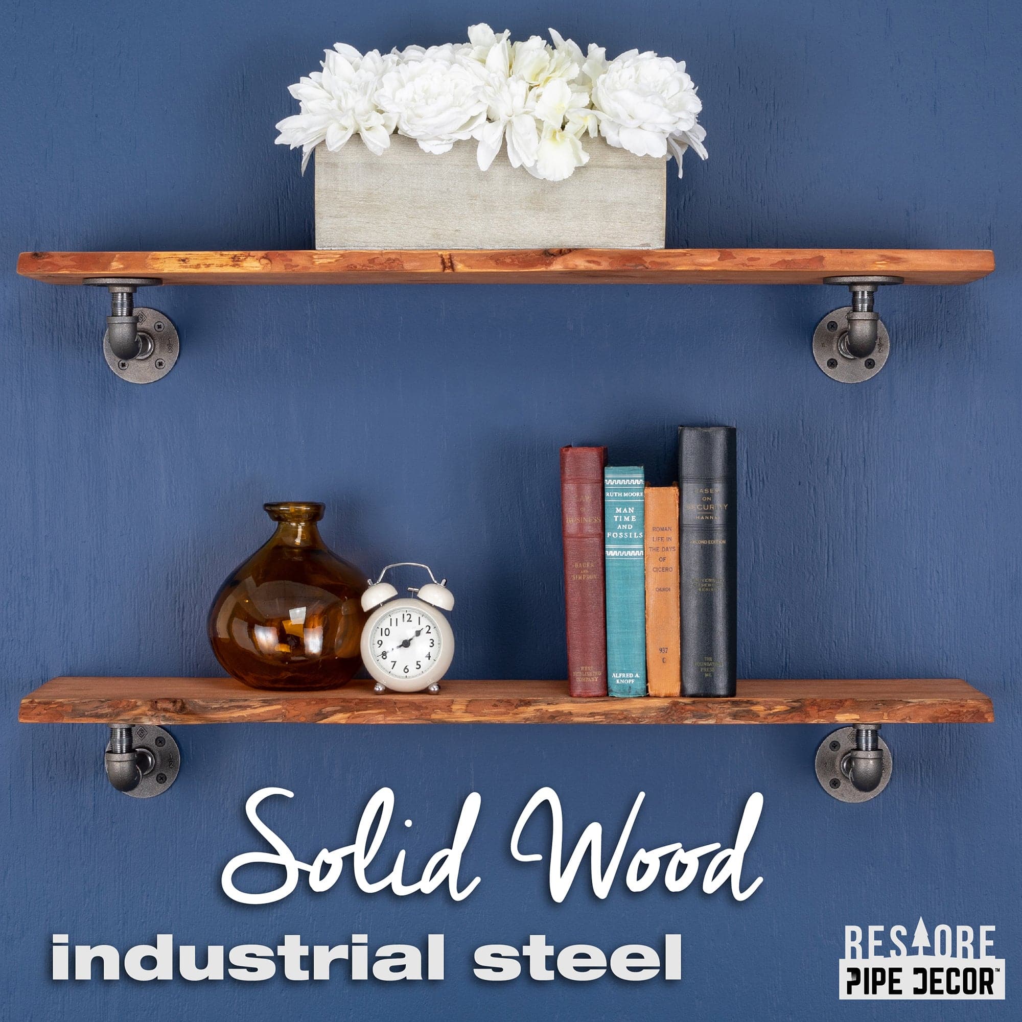 36” Sunset Cedar Live Edge Wood Shelf – L-Brackets (2-Pack)