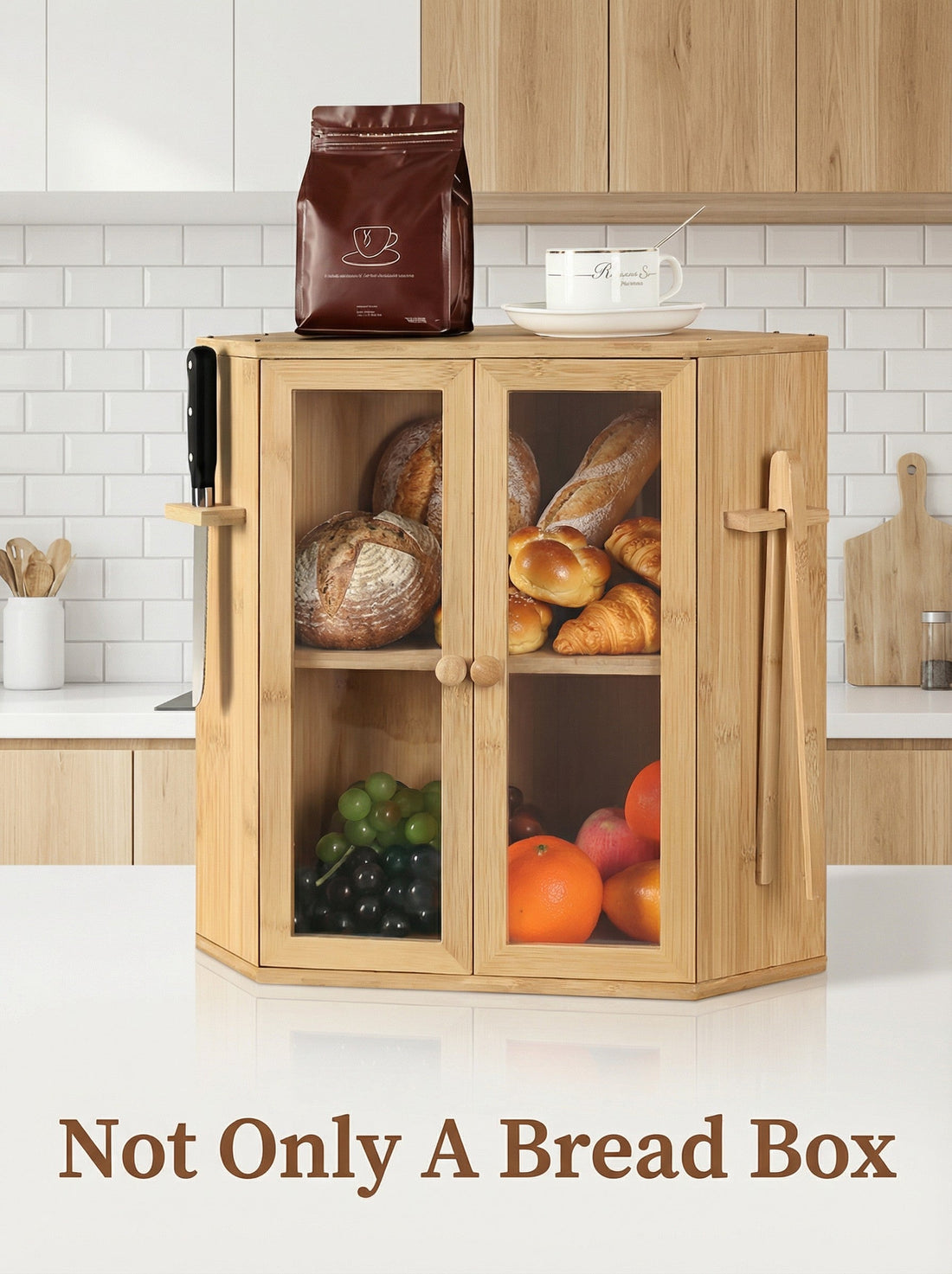 Bamboo Bread Box with Clear Doors