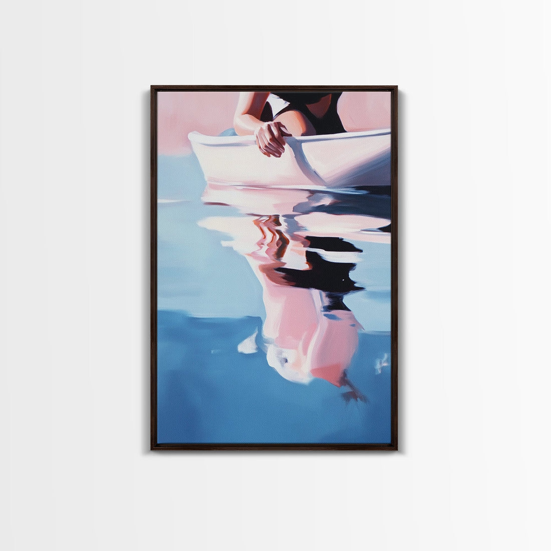 Woman on Water – Summer Reflections Framed Canvas Print