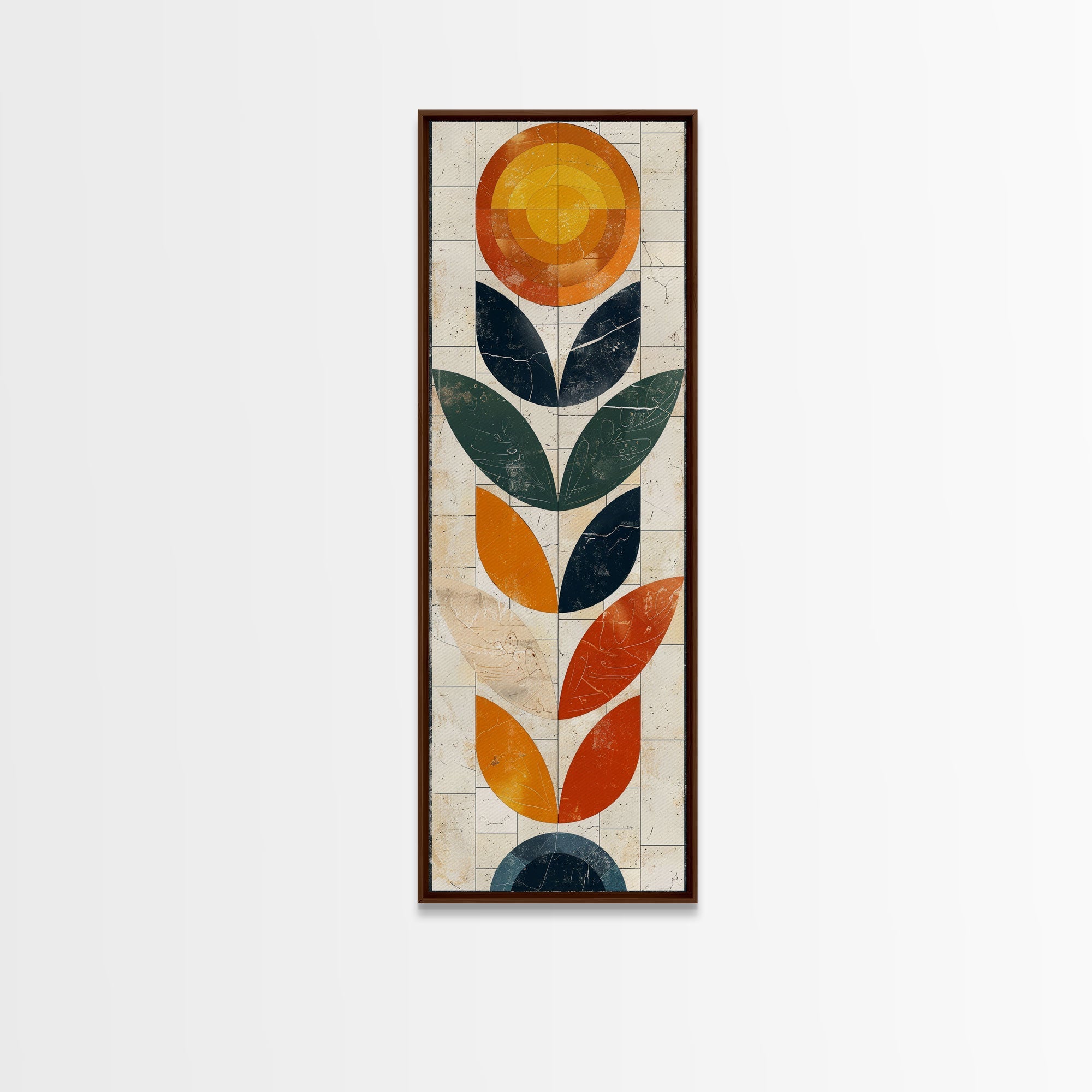 Abstract Geometric Stained Glass – Framed Canvas Print