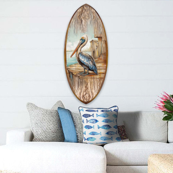 Pelican Surfboard Coastal Wall Art by G. DeBrekht