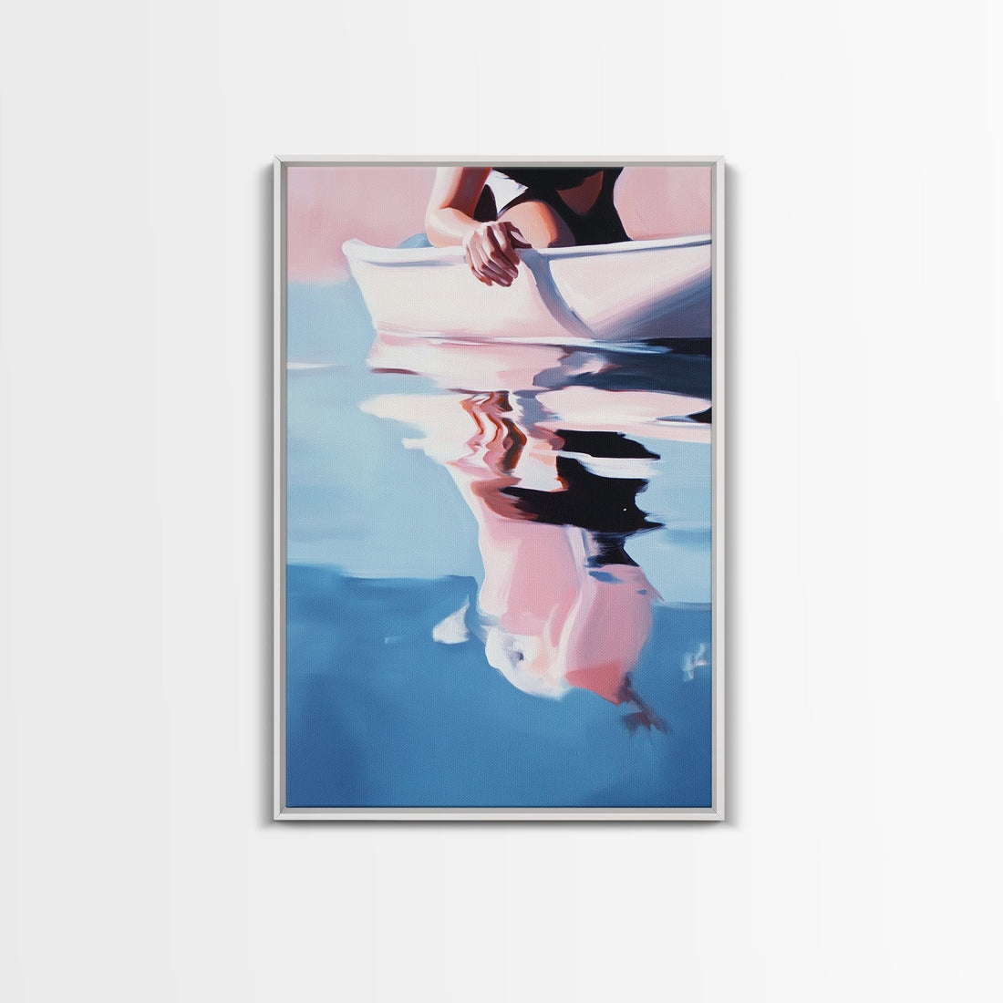 Woman on Water – Summer Reflections Framed Canvas Print