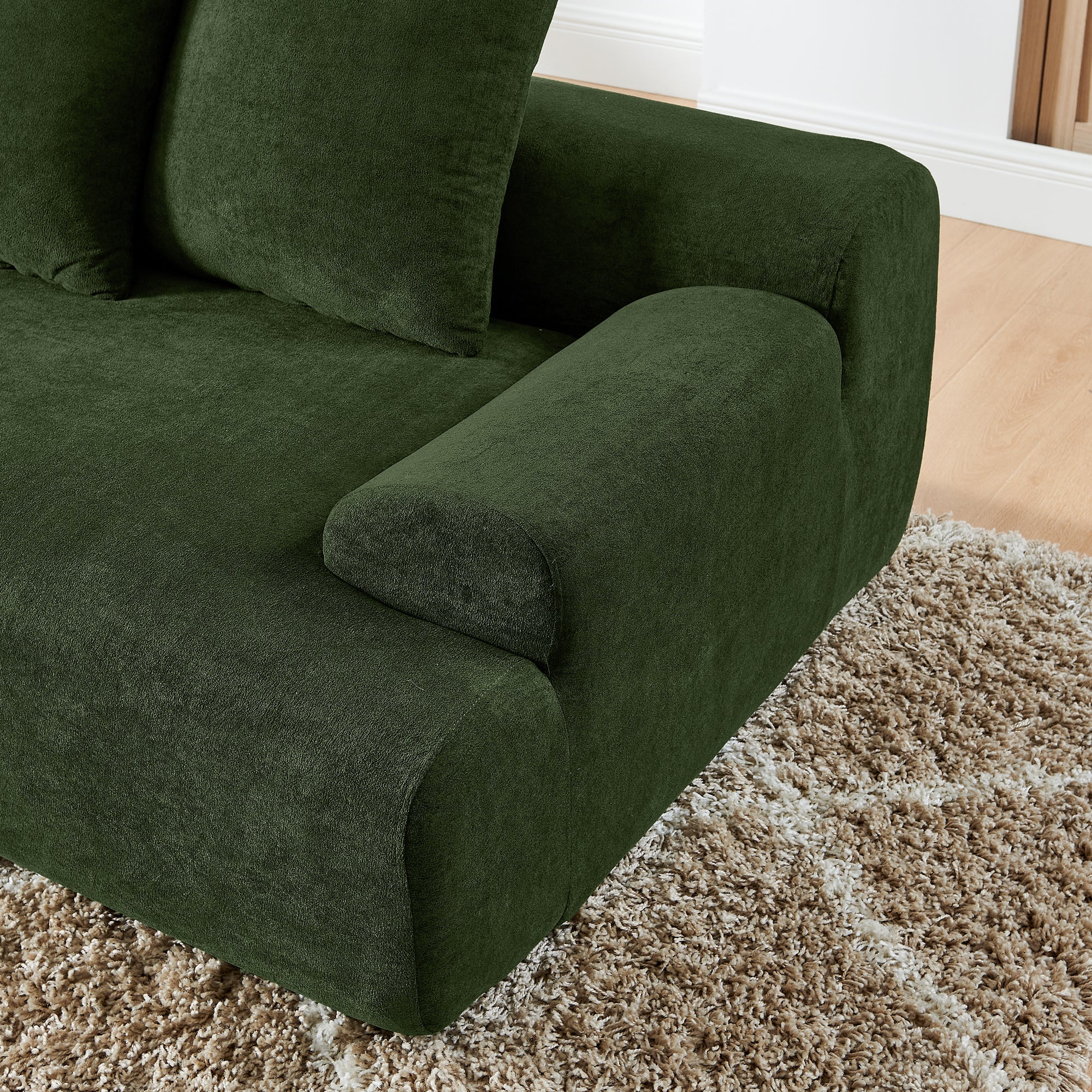 110"x67" Modern L-Shaped Velvet Sectional Sofa – Green
