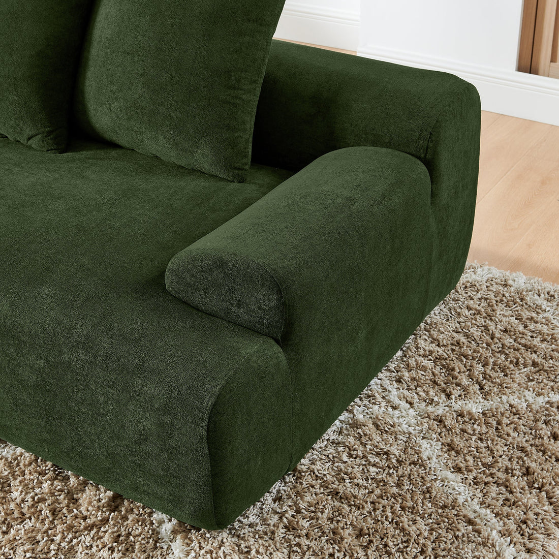 110"x67" Modern L-Shaped Velvet Sectional Sofa – Green