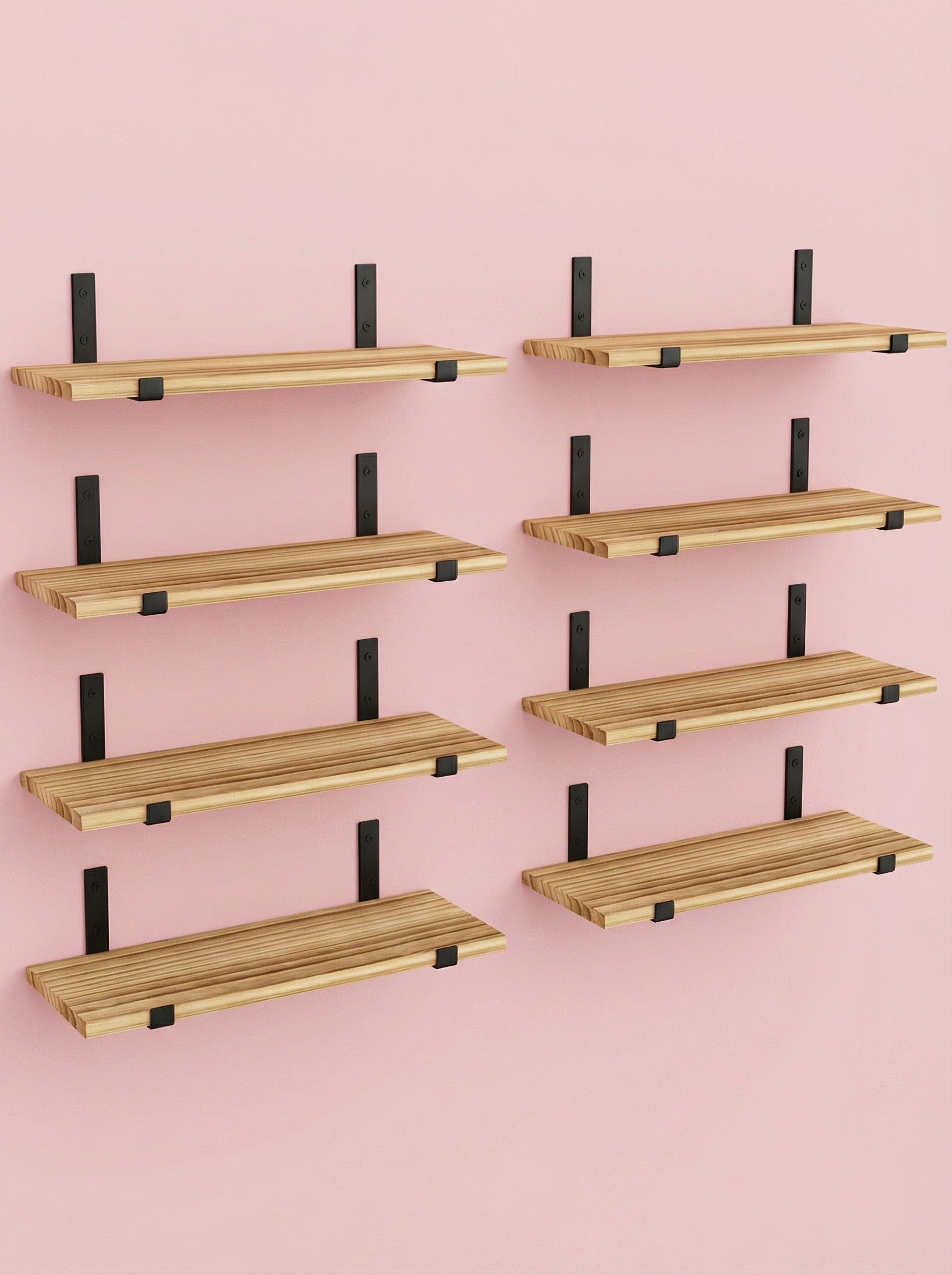 Wood Wall Shelves 15.8” with Metal Brackets