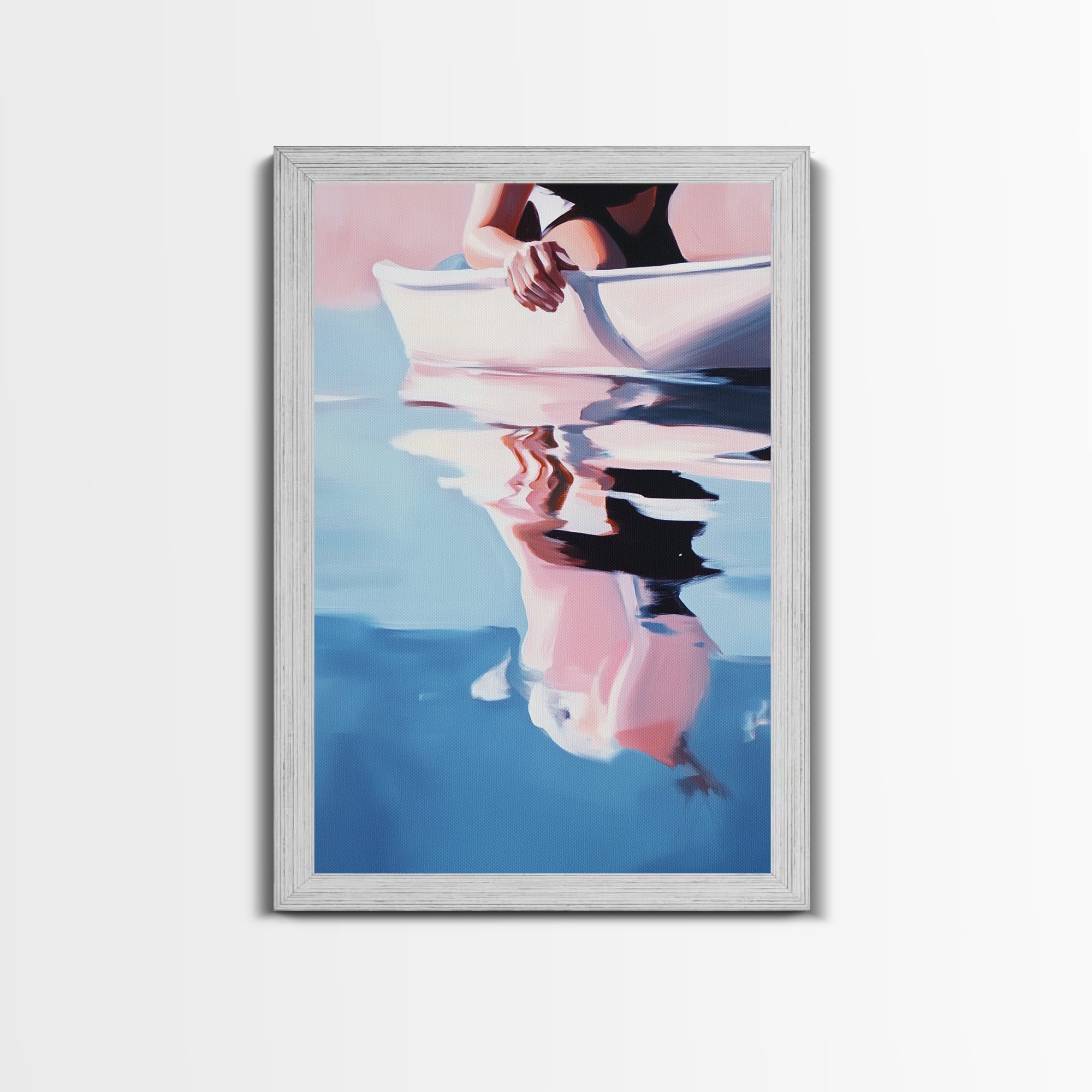 Woman on Water – Summer Reflections Framed Canvas Print