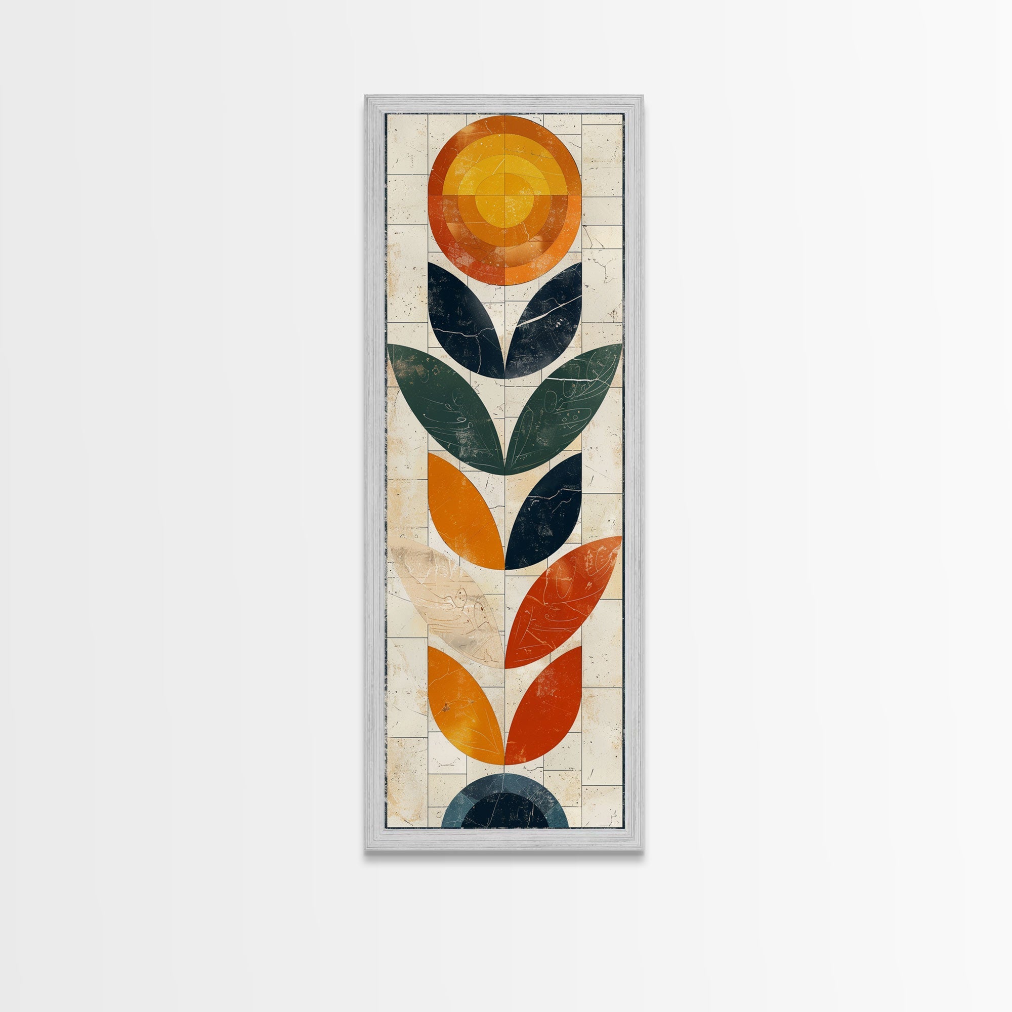 Abstract Geometric Stained Glass – Framed Canvas Print