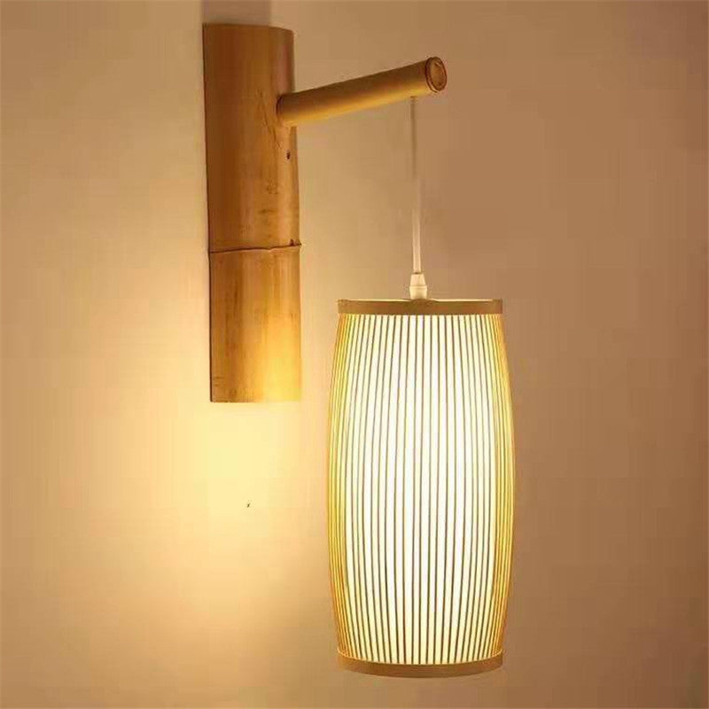 Southeast Asia Bamboo Plait Staircase Hanging Lamp