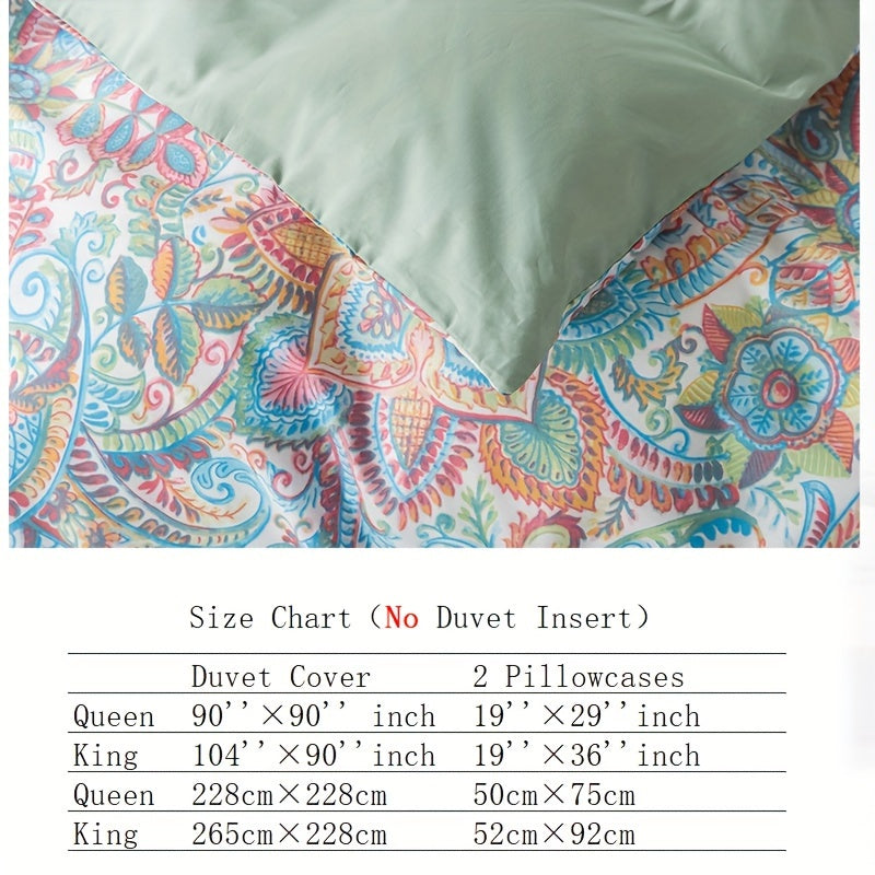 Percale Cotton Floral Botanical Duvet Cover Set – 3 Piece