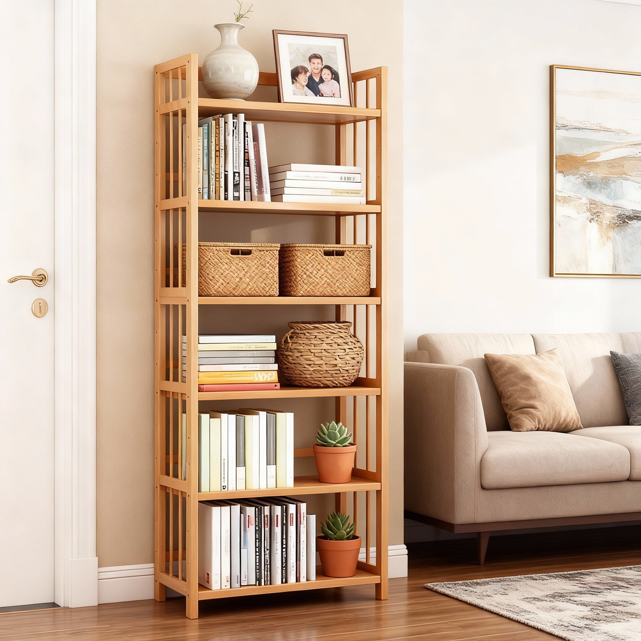 Tall Bamboo Bookshelf