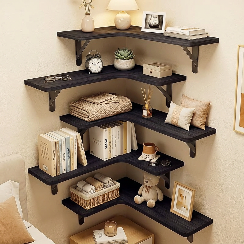Rustic Corner Floating Shelves