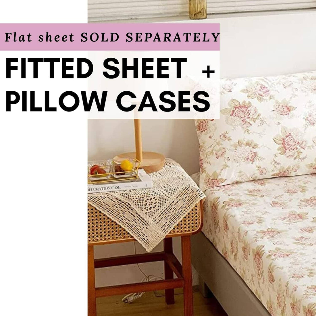 Hint of Mint Cottage Floral Cotton Fitted Sheet Set (3036)