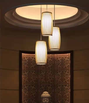 Southeast Asia Bamboo Plait Staircase Hanging Lamp
