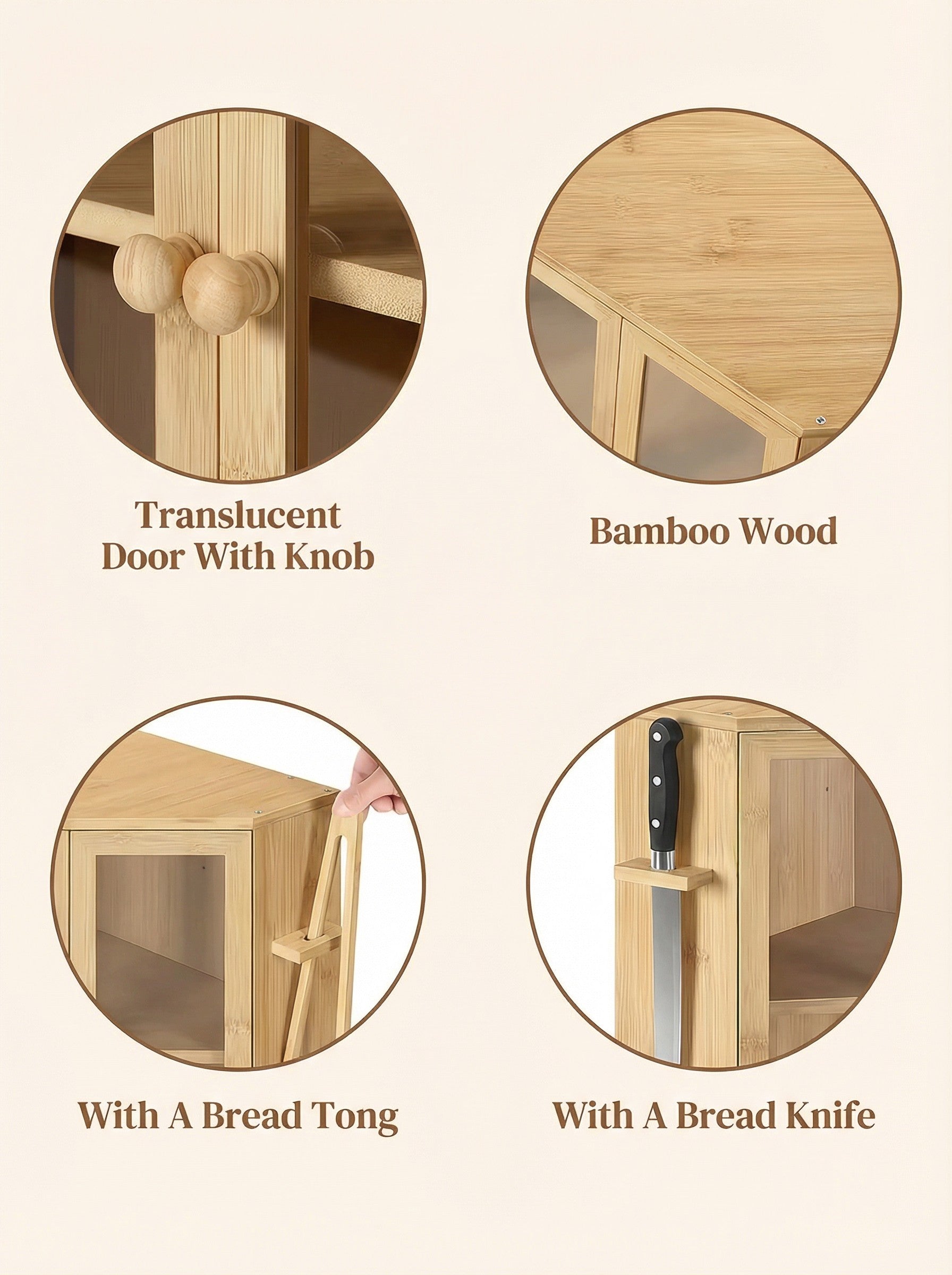 Bamboo Bread Box with Clear Doors
