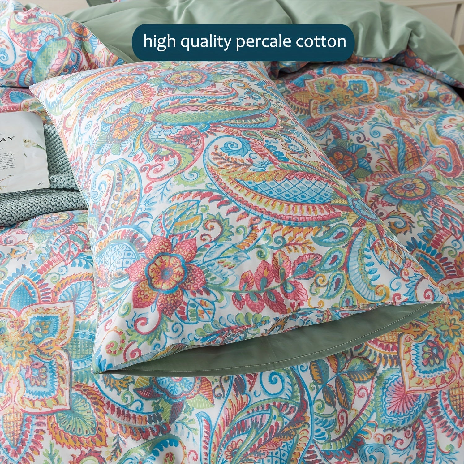 Percale Cotton Floral Botanical Duvet Cover Set – 3 Piece