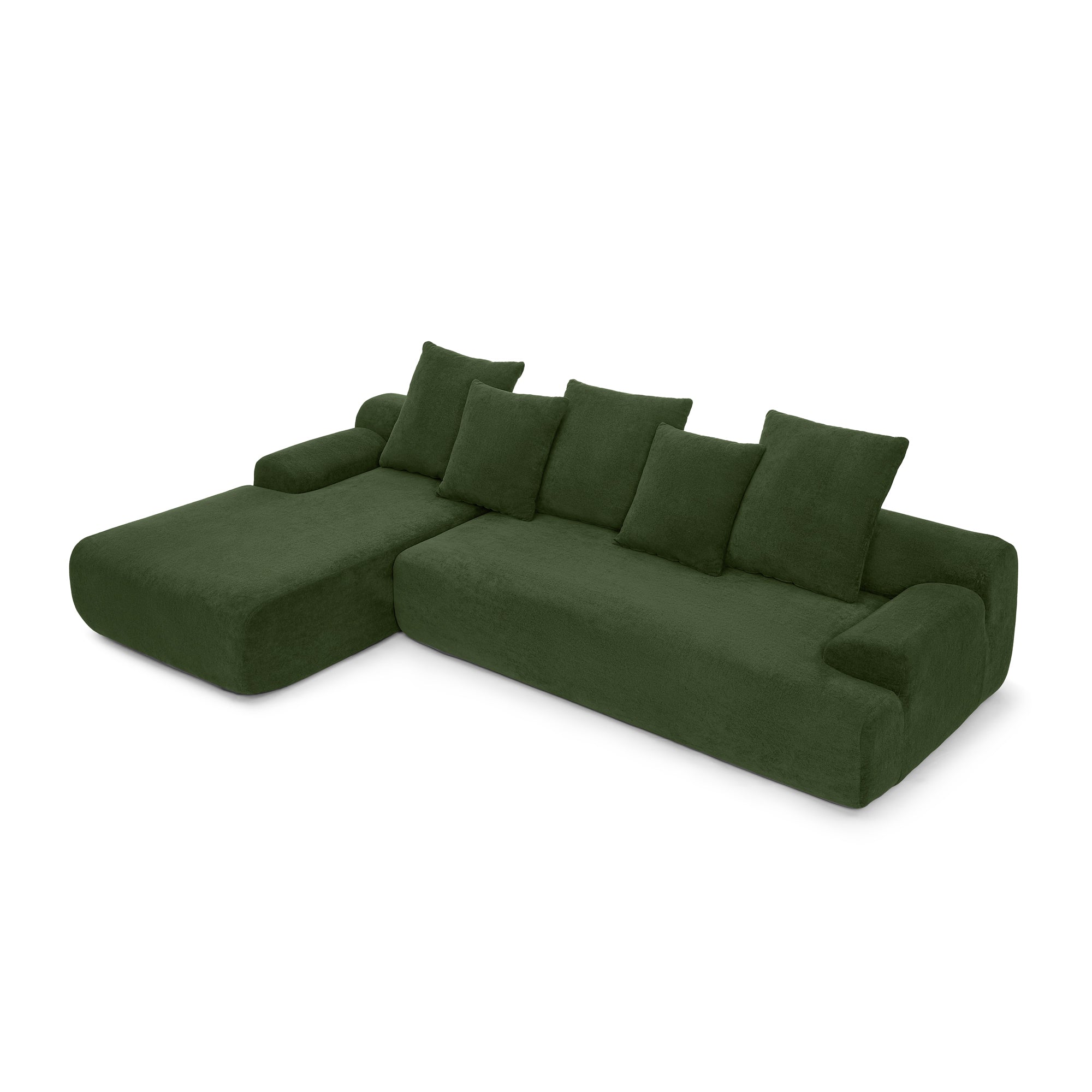 110"x67" Modern L-Shaped Velvet Sectional Sofa – Green
