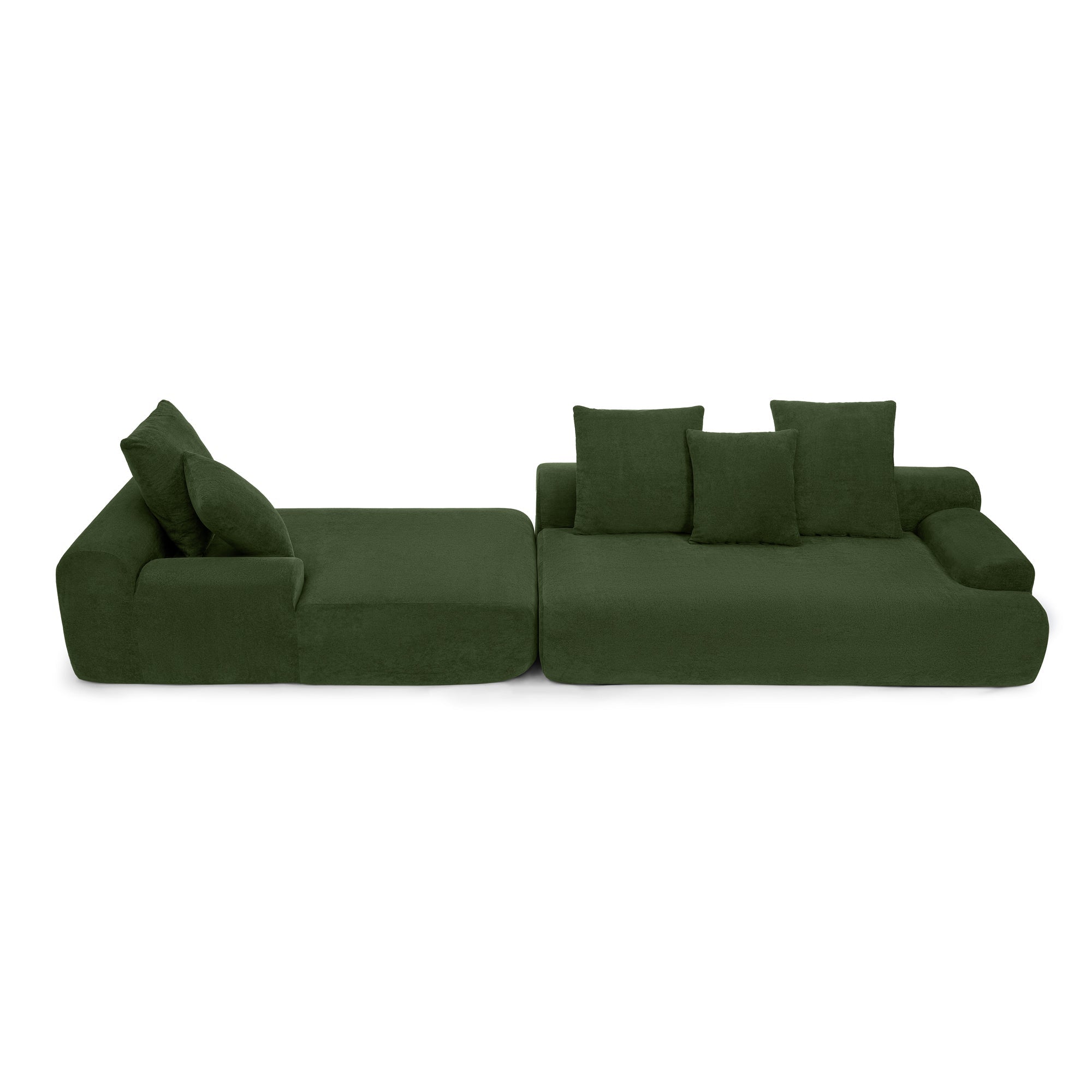 110"x67" Modern L-Shaped Velvet Sectional Sofa – Green