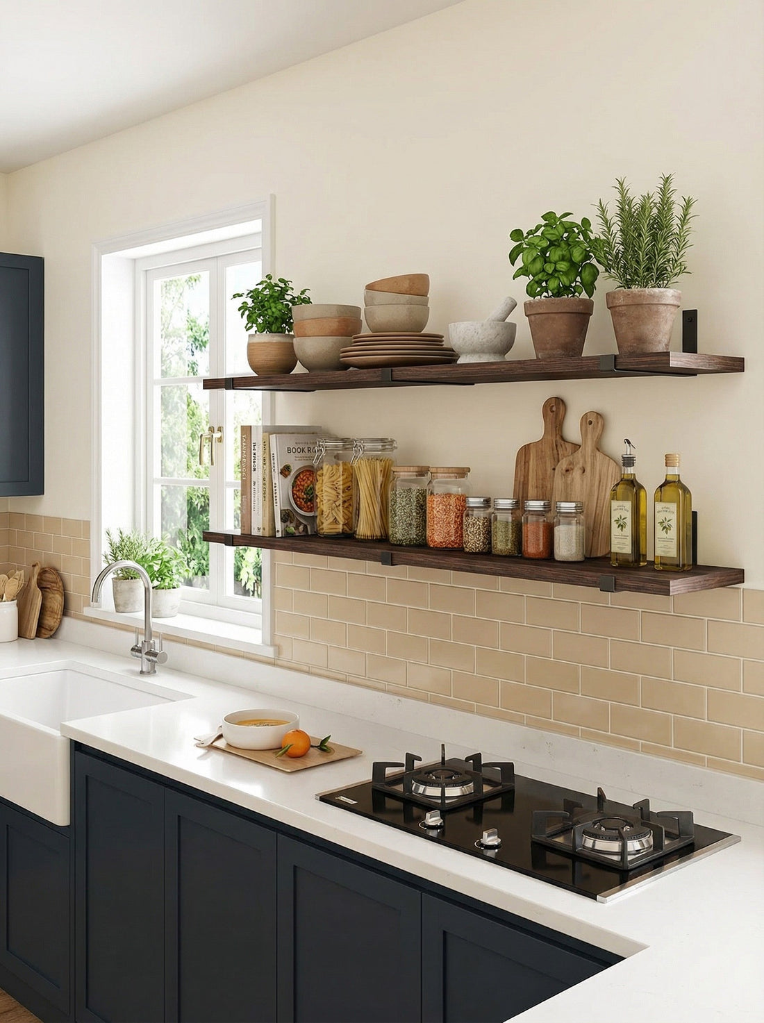 Wood Wall Shelves 15.8” with Metal Brackets