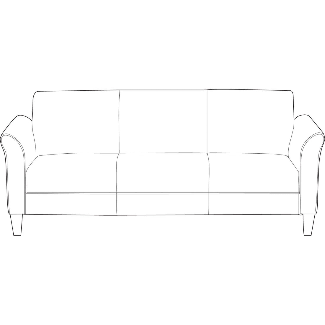 Reception Lounge 3-Cushion Sofa – Black, 77"W x 31.5"D x 32"H